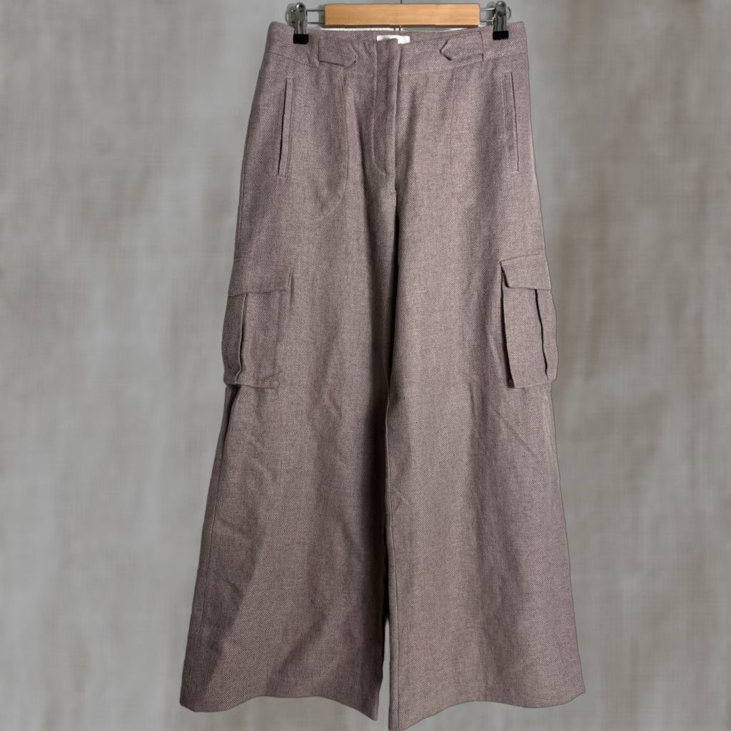 Torn by Ronny Kobo Pants Womens M Beige Cargo Wide-Leg Linen Blend 28x32 Jeans?