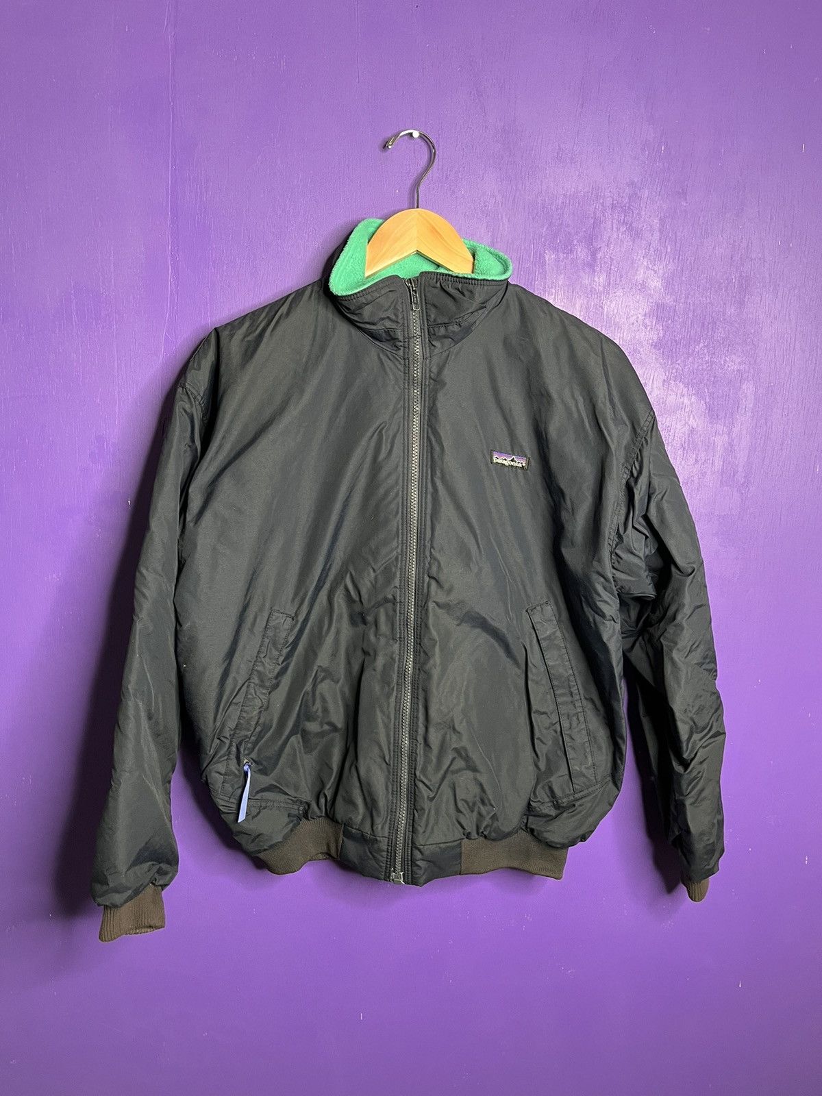 image of Made In USA x Patagonia Vintage 90's Patagonia Fleece Lined Windbreaker Jacket in Black (Size Mediu