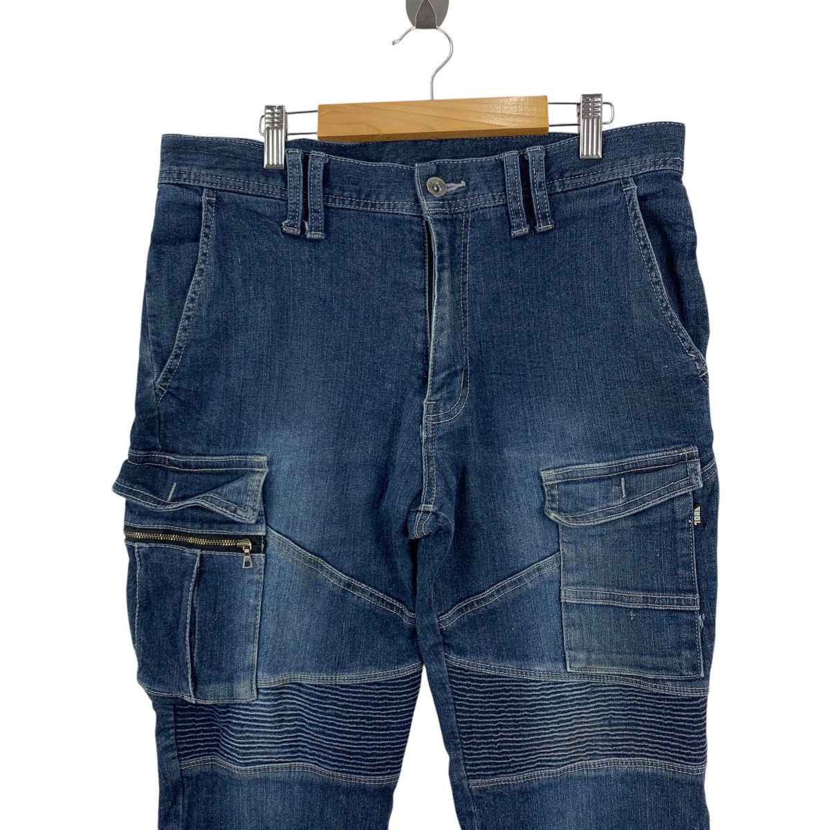 Japanese Brand TORAICHI Biker Style Japanese Denim Stretchable Cargo Pants Size US 32 / EU 48 - 3 Thumbnail