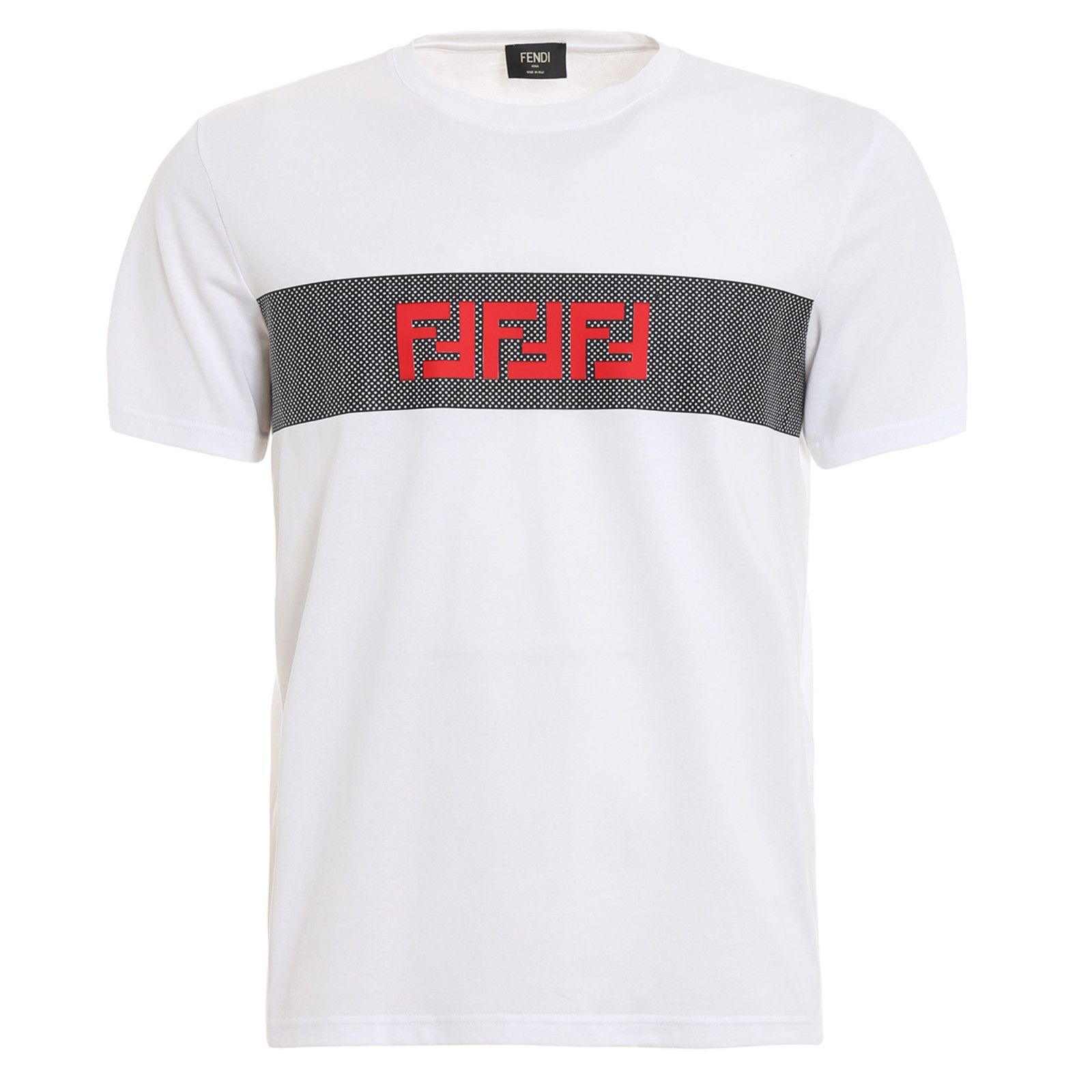 Fendi Fendi White Black Mesh Short Sleeve Cotton T-Shirt Medium M Size US M / EU 48-50 / 2 - 1 Thumbnail