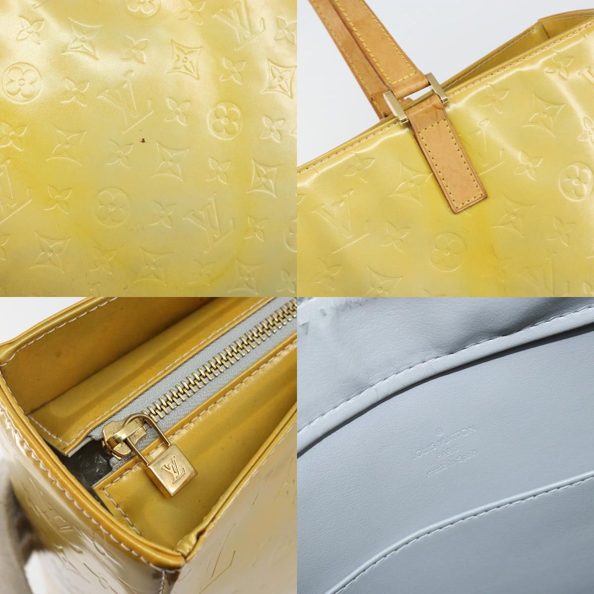 Louis Vuitton LOUIS VUITTON Monogram Vernis Columbus Tote Bag Gris M91028 Size ONE SIZE - 11 Thumbnail