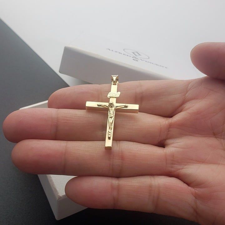 Other Jesus INRI Latin Cross Real 14k Yellow Gold Pendant Size ONE SIZE - 3 Thumbnail
