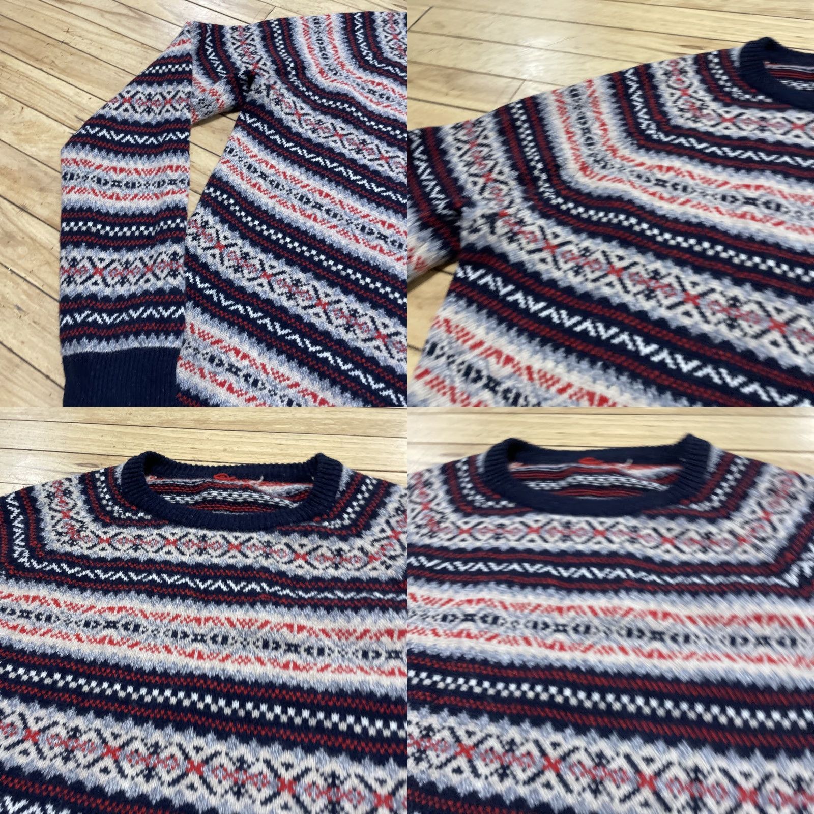 J.Crew VINTAGE J.CREW 100% Wool Fair Isle Sweater Men Adult L Red Blue Cream Nordic Crew Neck Size L / US 10 / IT 46 - 10 Thumbnail