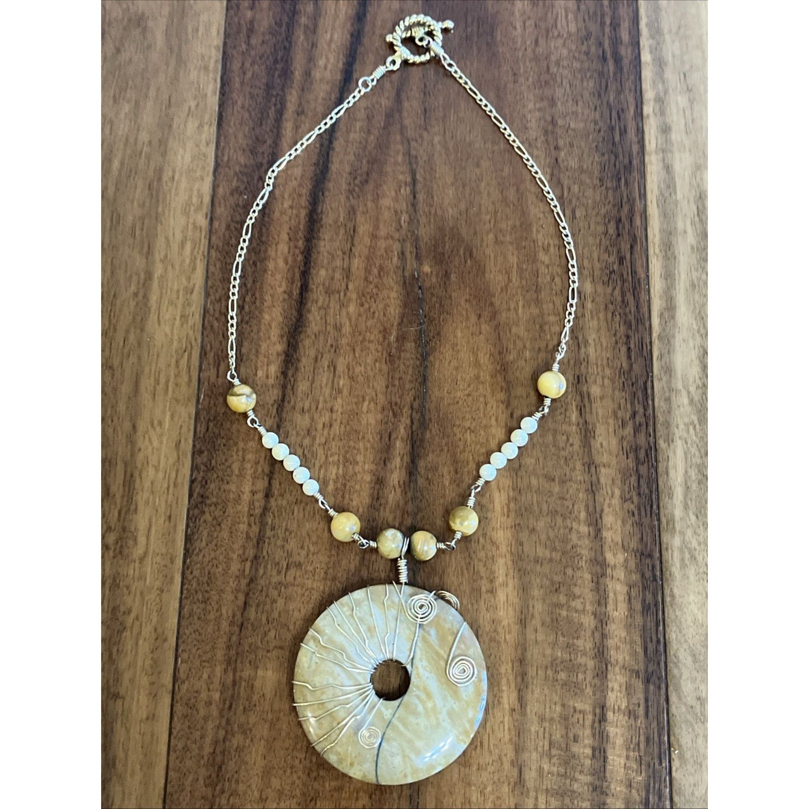 Other Vtg Gold Tone Statement Necklace Stone Beaded Modernist Y2k Size ONE SIZE - 1 Thumbnail