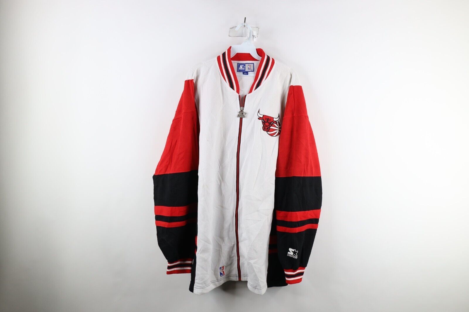 image of 90's Starter Chicago Bulls Basketball Warm Up Jacket, Men's (Size XL)