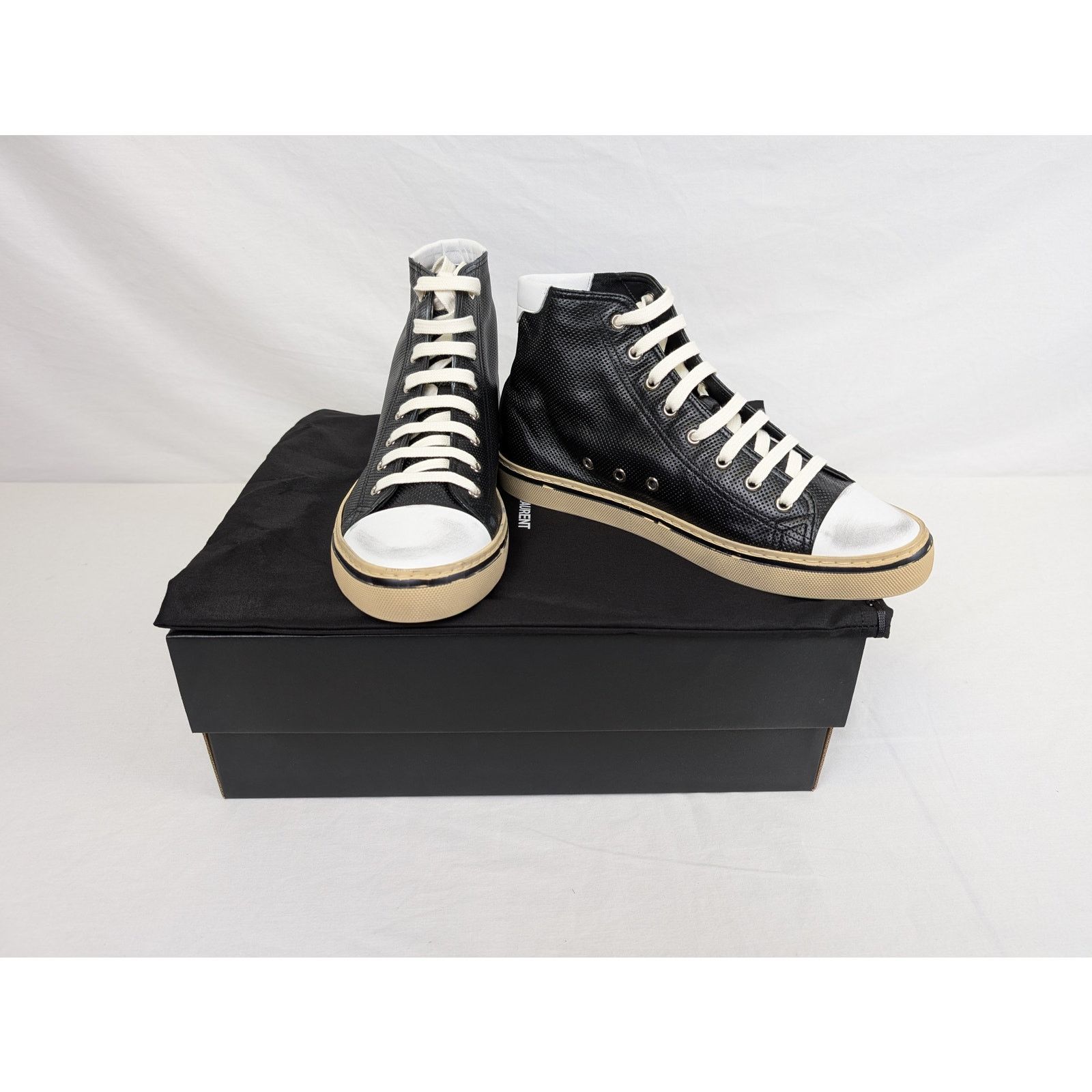 Saint Laurent Paris o1rshd1 Malibu Anilf Micr Boots Sneakers in Black/Beige Size US 9 / EU 42 - 14 Thumbnail