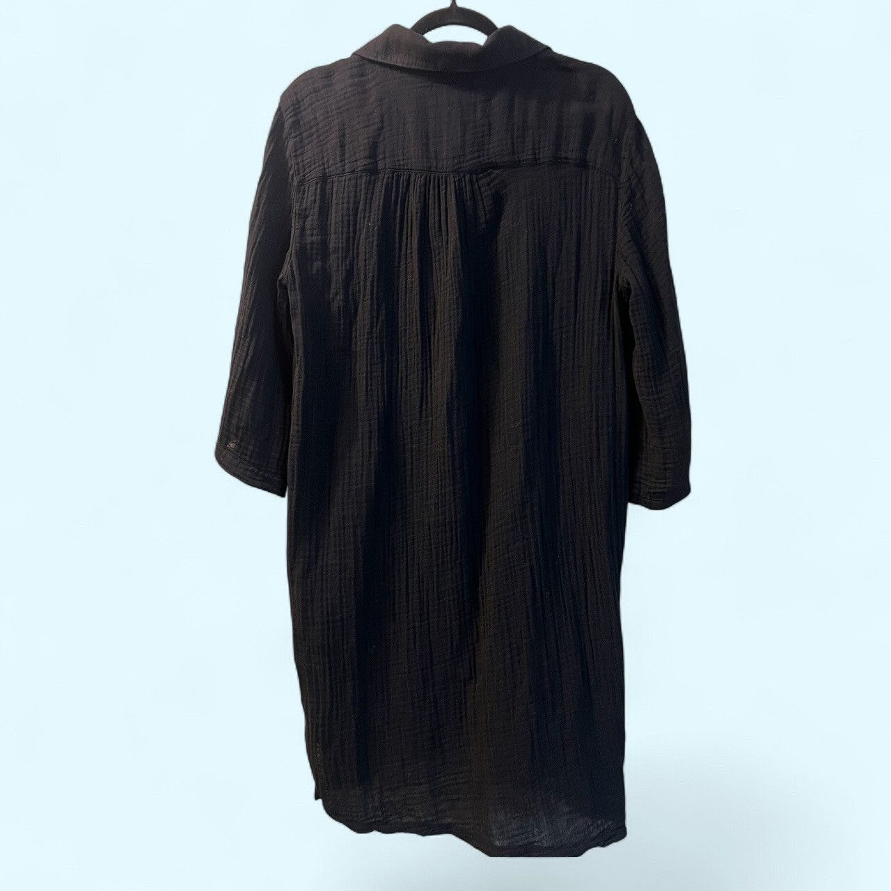 Michael Stars Michael Stars Cleo Black Cotton Gauze Midi Shirt Dress Size M / US 6-8 / IT 42-44 - 2 Thumbnail