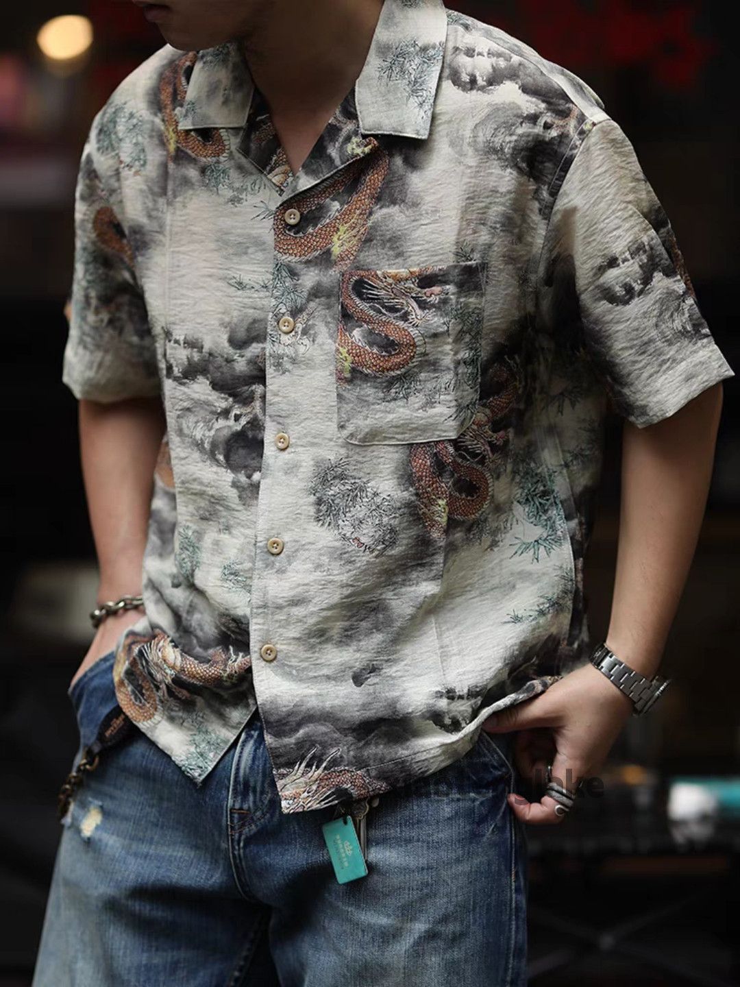 Designer Unisex utility punk yuppie loose Hawaiian aloha shirt Size US XXL / EU 58 / 5 - 4 Thumbnail
