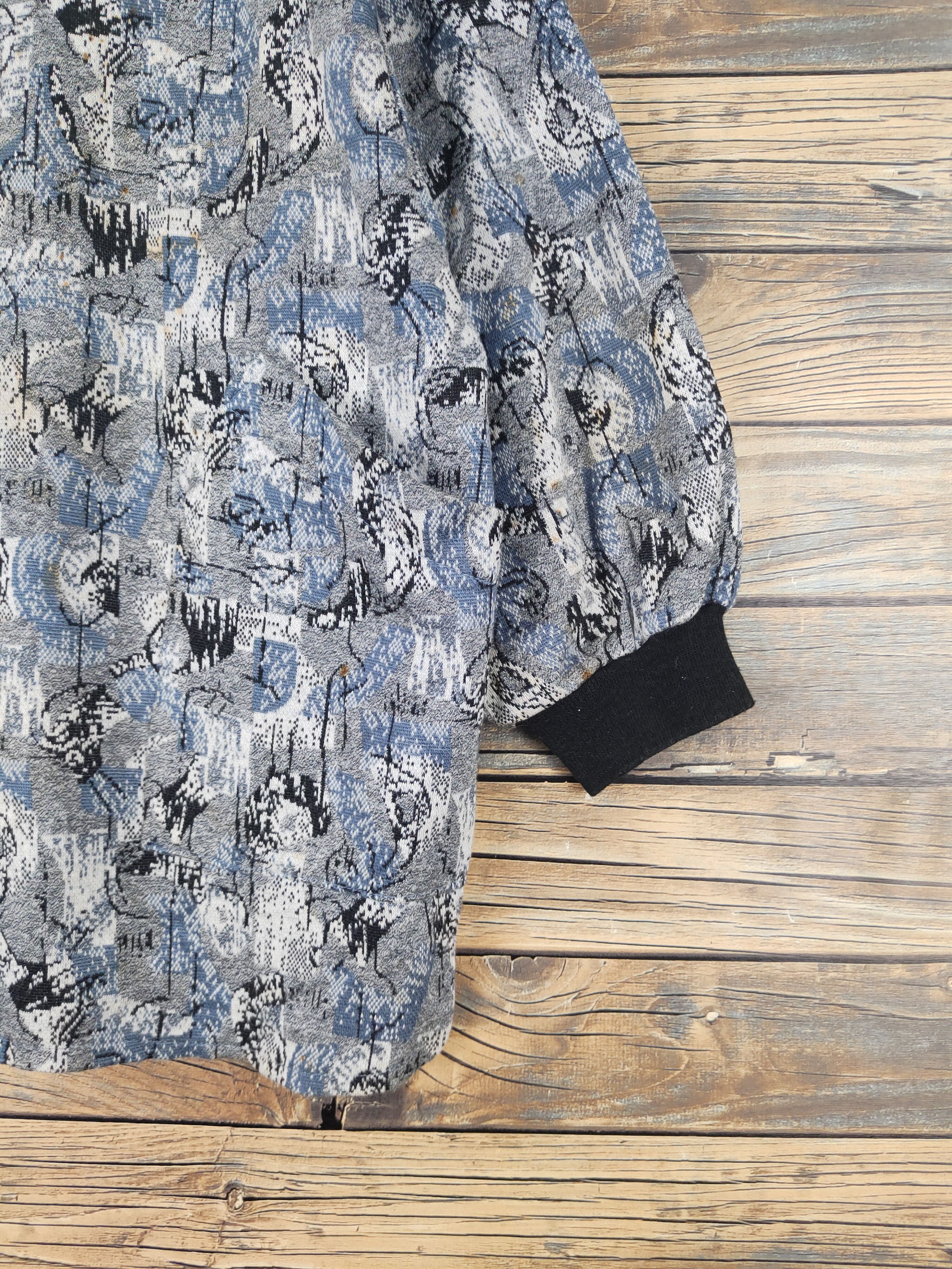 Homespun Knitwear × New Look × Vintage New Look Blue Gray Knitwear Blouses #W1521 Size L / US 10 / IT 46 - 8 Thumbnail