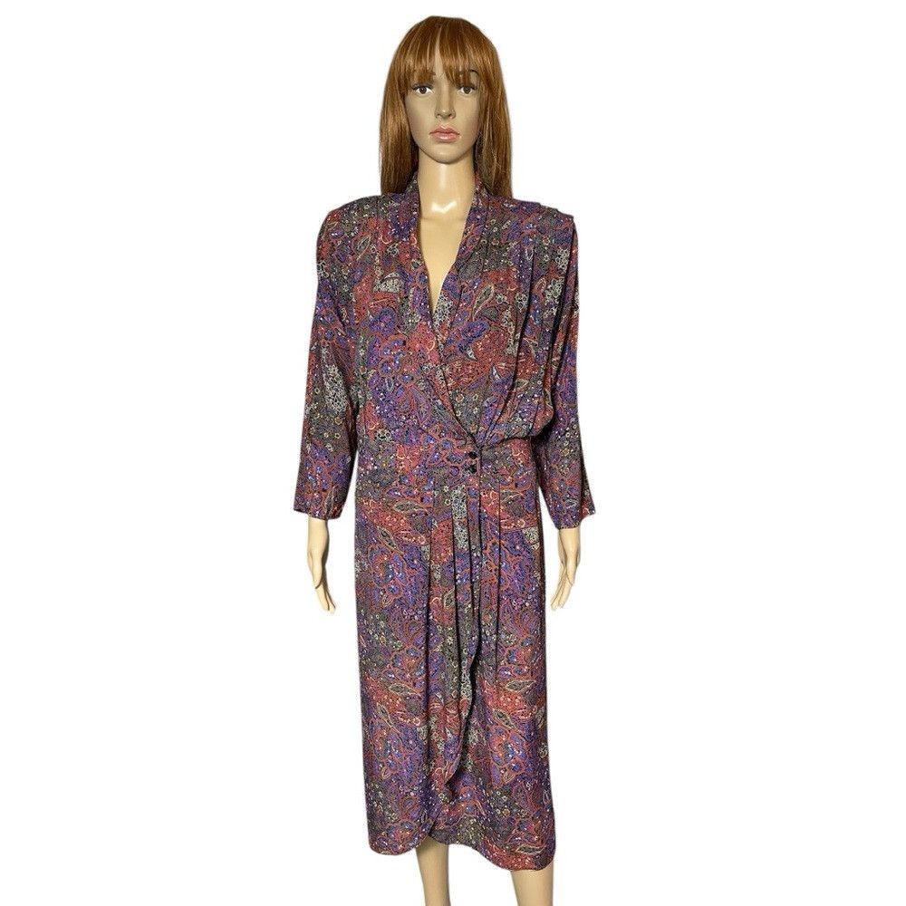Other Vintage Karin Stevens Long Sleeve Padded Shoulders Wrap Dre Size M / US 6-8 / IT 42-44 - 1 Thumbnail