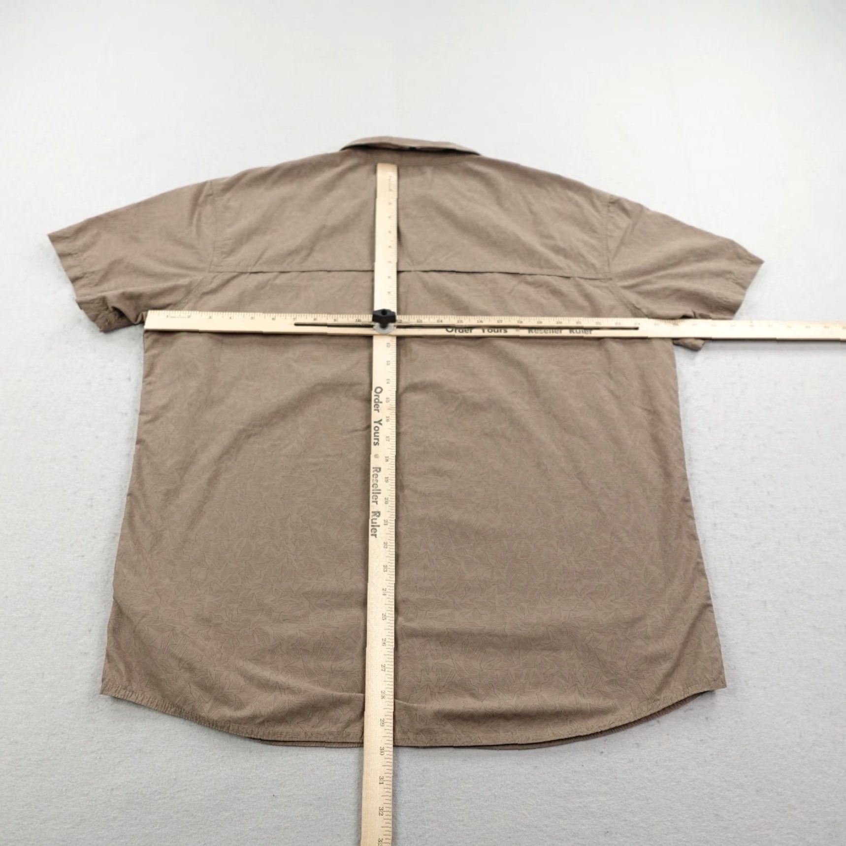 Prana Prana Shirt Mens 2XL Brown Sutherlin Printed Button Up Slim Fit Vented Fishing Geometric Pattern Shirt Men Size US XXL / EU 58 / 5 - 7 Thumbnail