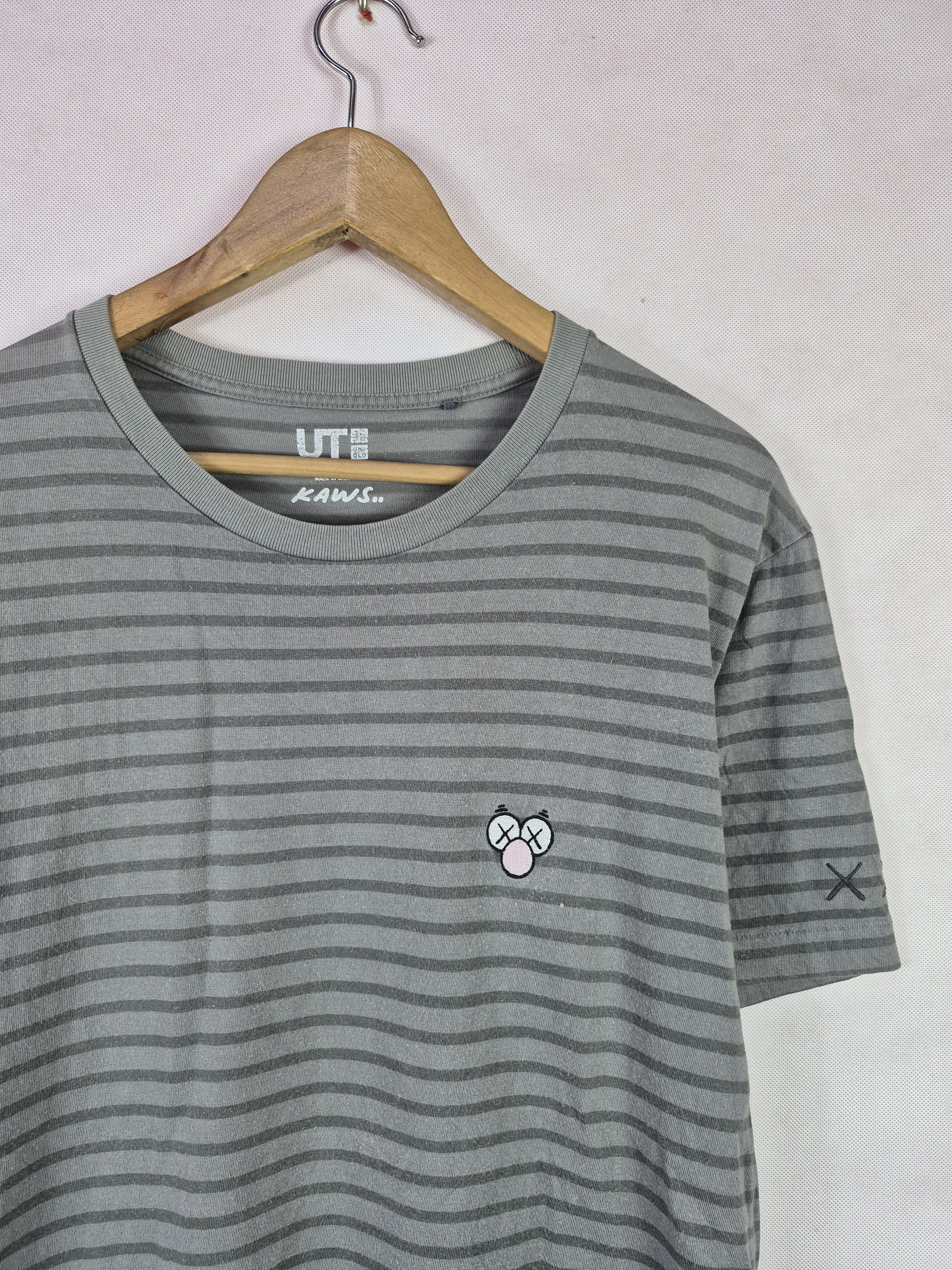 Japanese Brand 🔥 Uniqlo Kaws Stripes Mini Embroidery Tee Streetwear Skate Size US L / EU 52-54 / 3 - 2 Thumbnail