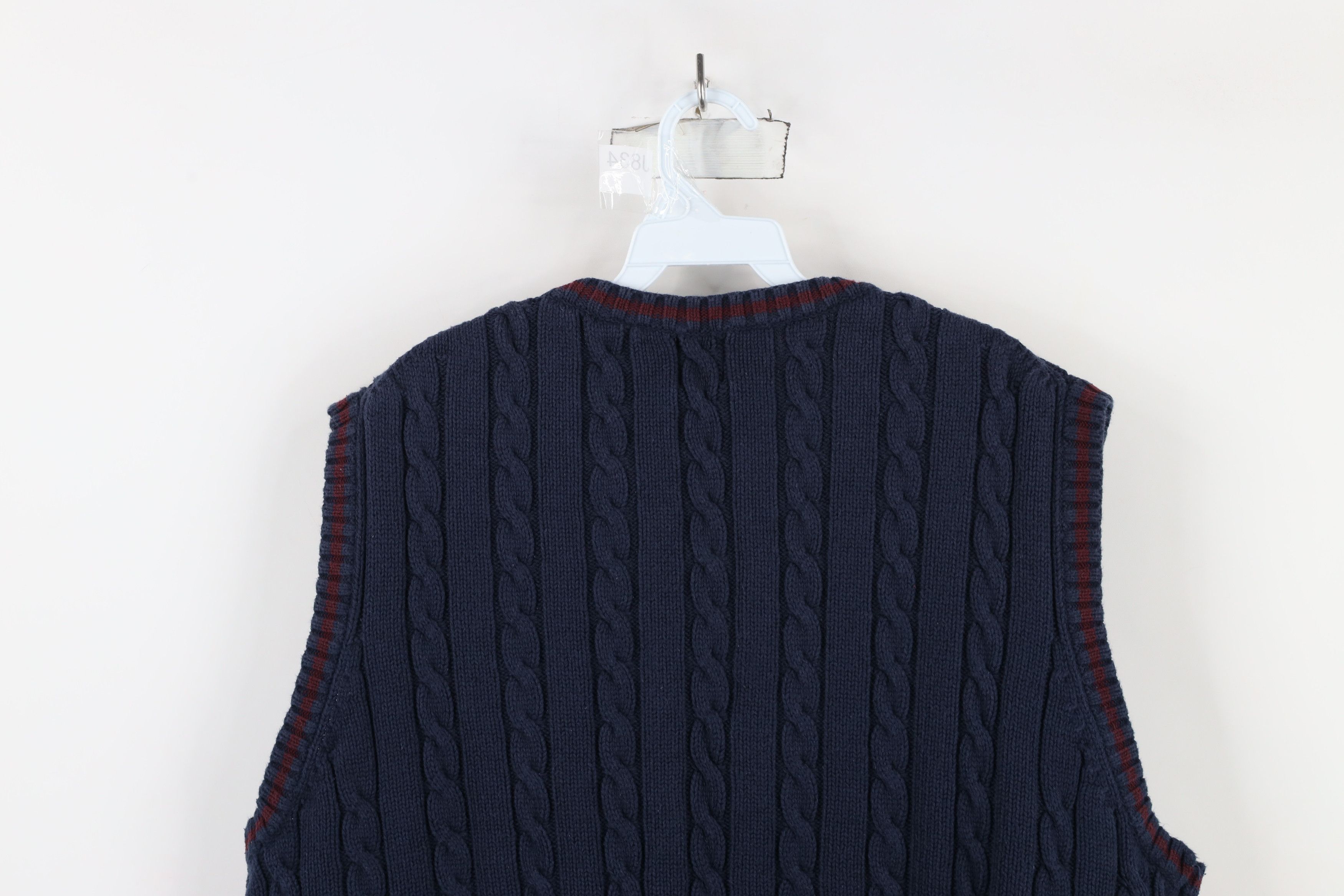 Gap × Vintage Vintage 90s Gap Cable Knit V-Neck Sweater Vest Blue Cotton Size US XL / EU 56 / 4 - 8 Thumbnail