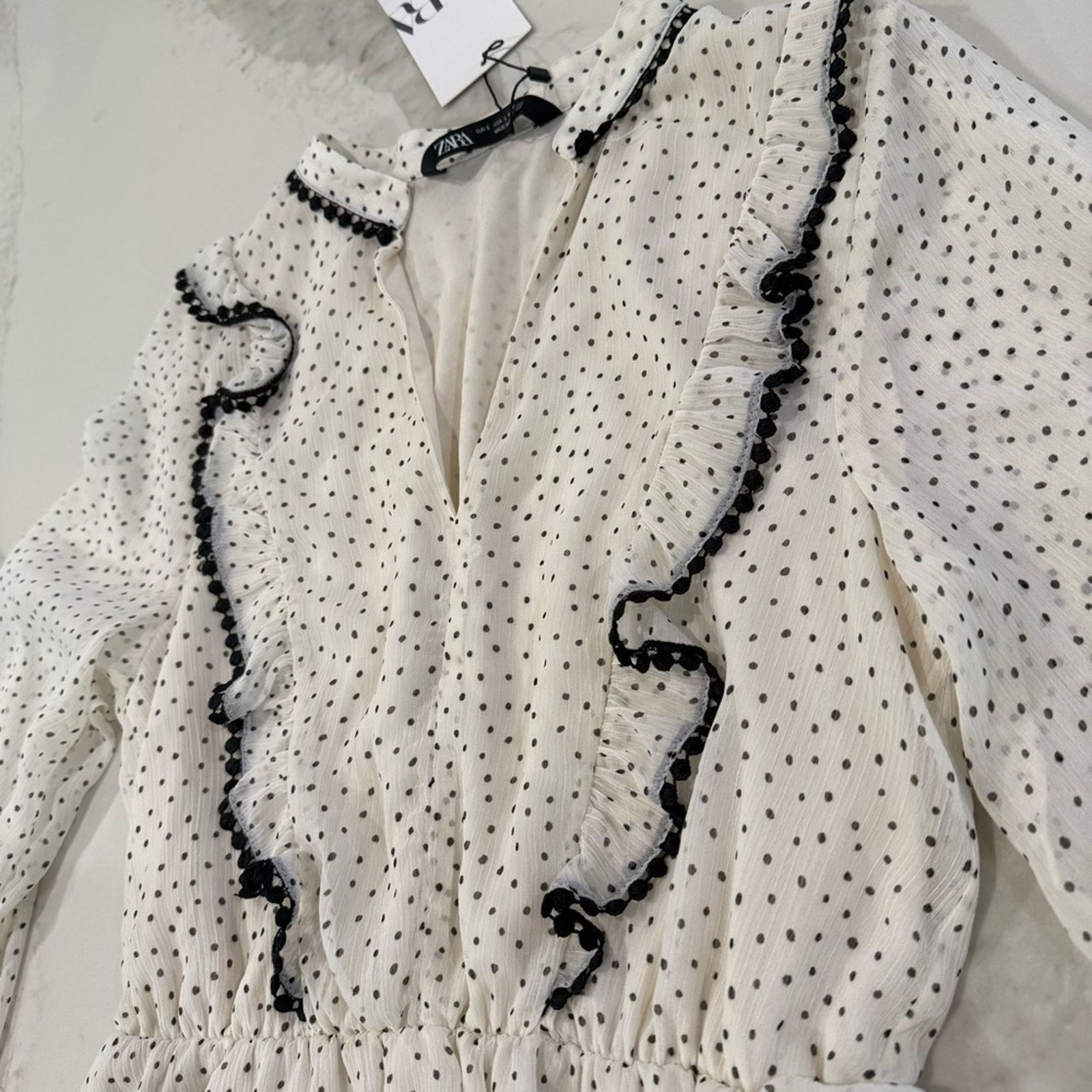 Zara Zara NWT Polka Dot LongSleeve Tiered Mini Dress Womens Small Size S / US 4 / IT 40 - 9 Thumbnail