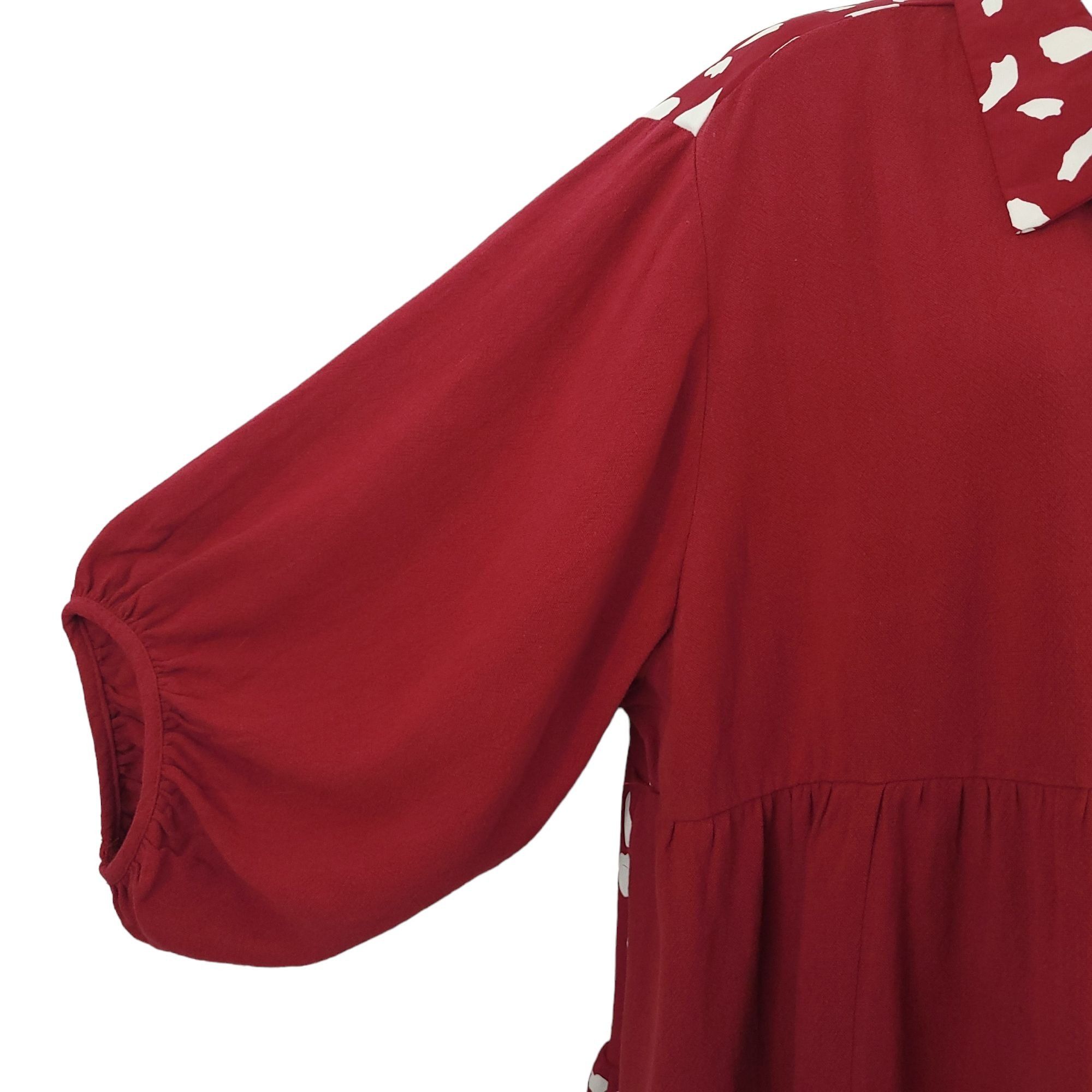 Other Umgee Burgundy Babydoll Tunic Top L Dalmatian Print Collar Size L / US 10 / IT 46 - 5 Thumbnail