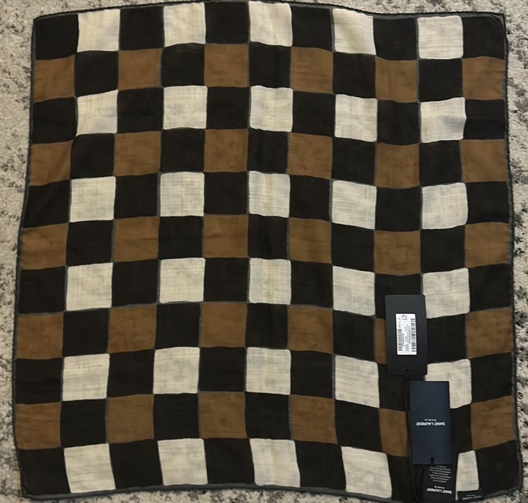 Saint Laurent Paris Saint Laurent Square Checkboard Bandana in Wool 65 x 65 CM Size ONE SIZE - 1 Thumbnail