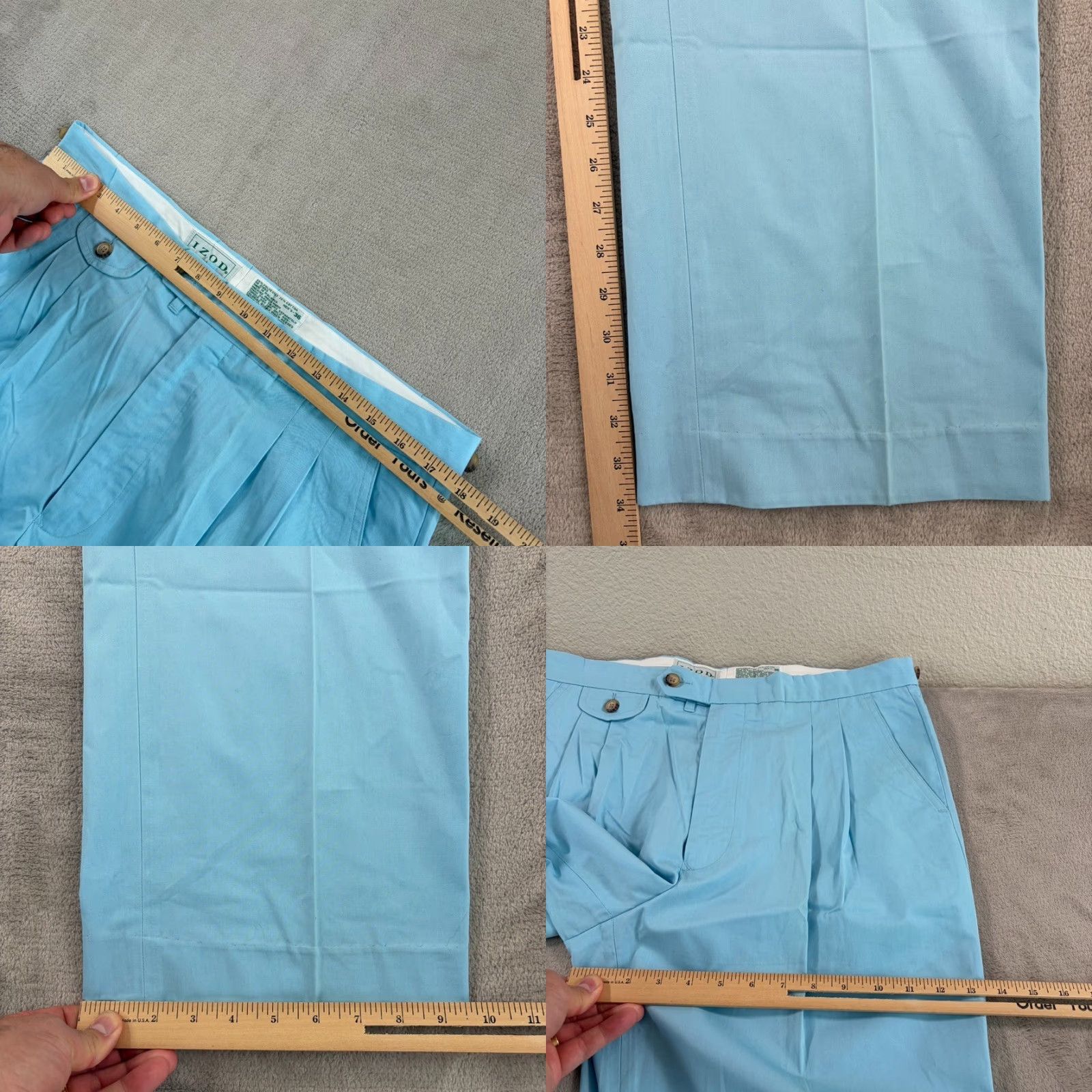 Izod VINTAGE IZOD Dress Pants Blue 36x34 Men Regular 80s Preppy Straight Pleated Button ZIP/Side Tabs Size US 36 / EU 52 - 8 Thumbnail