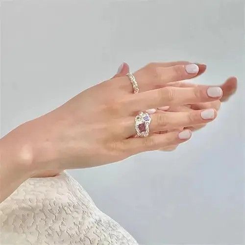 Handmade × Jewelry Colorful Moonstone Rings Size ONE SIZE - 4 Thumbnail