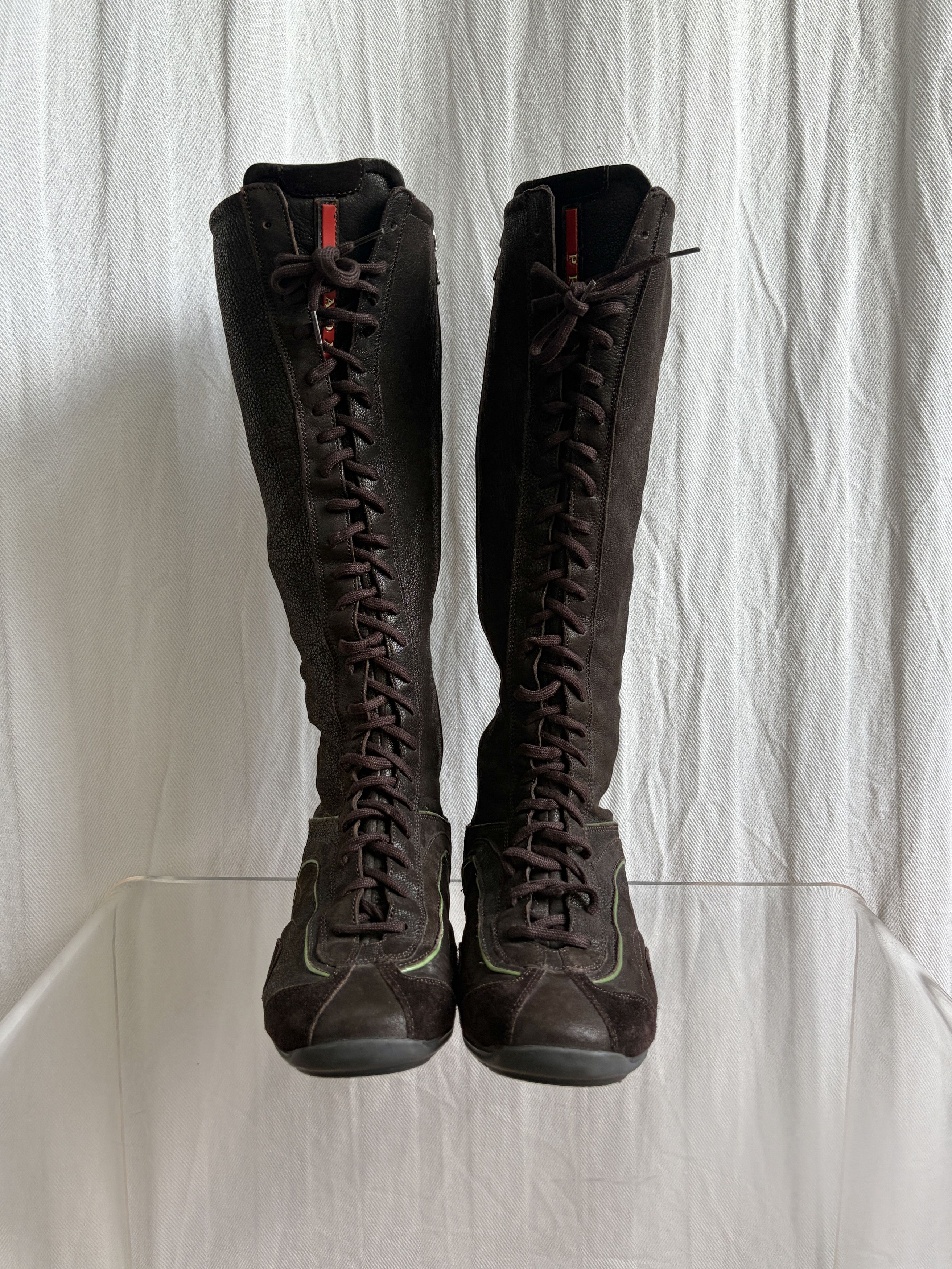 Prada 2000s Lace-Up Boxing Sneakers Size US 7.5 / IT 37.5 - 3 Thumbnail