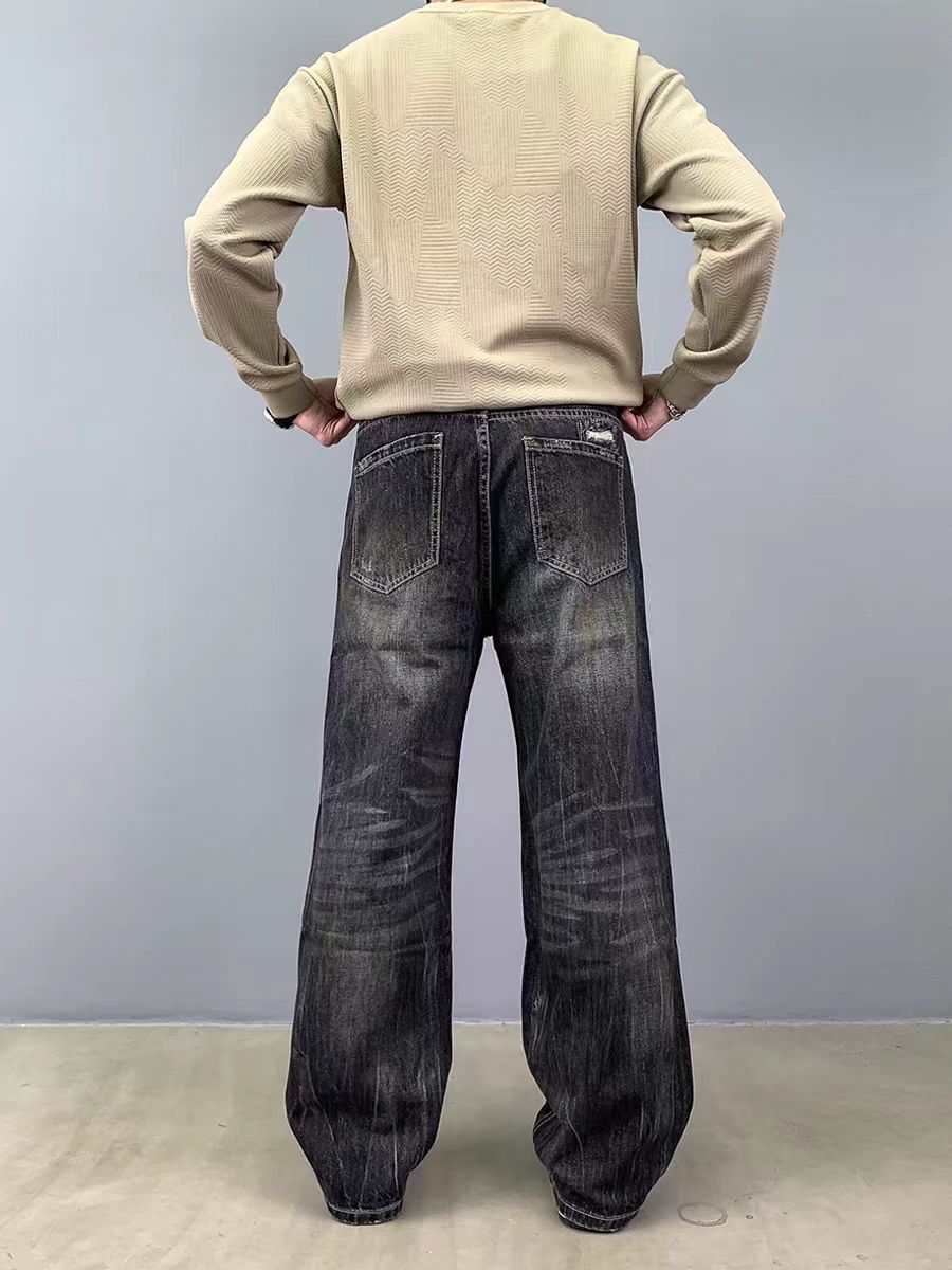 Japanese Brand × Vintage Vintage rust design loose casual ripped black jeans Size US 34 / EU 50 - 2 Thumbnail