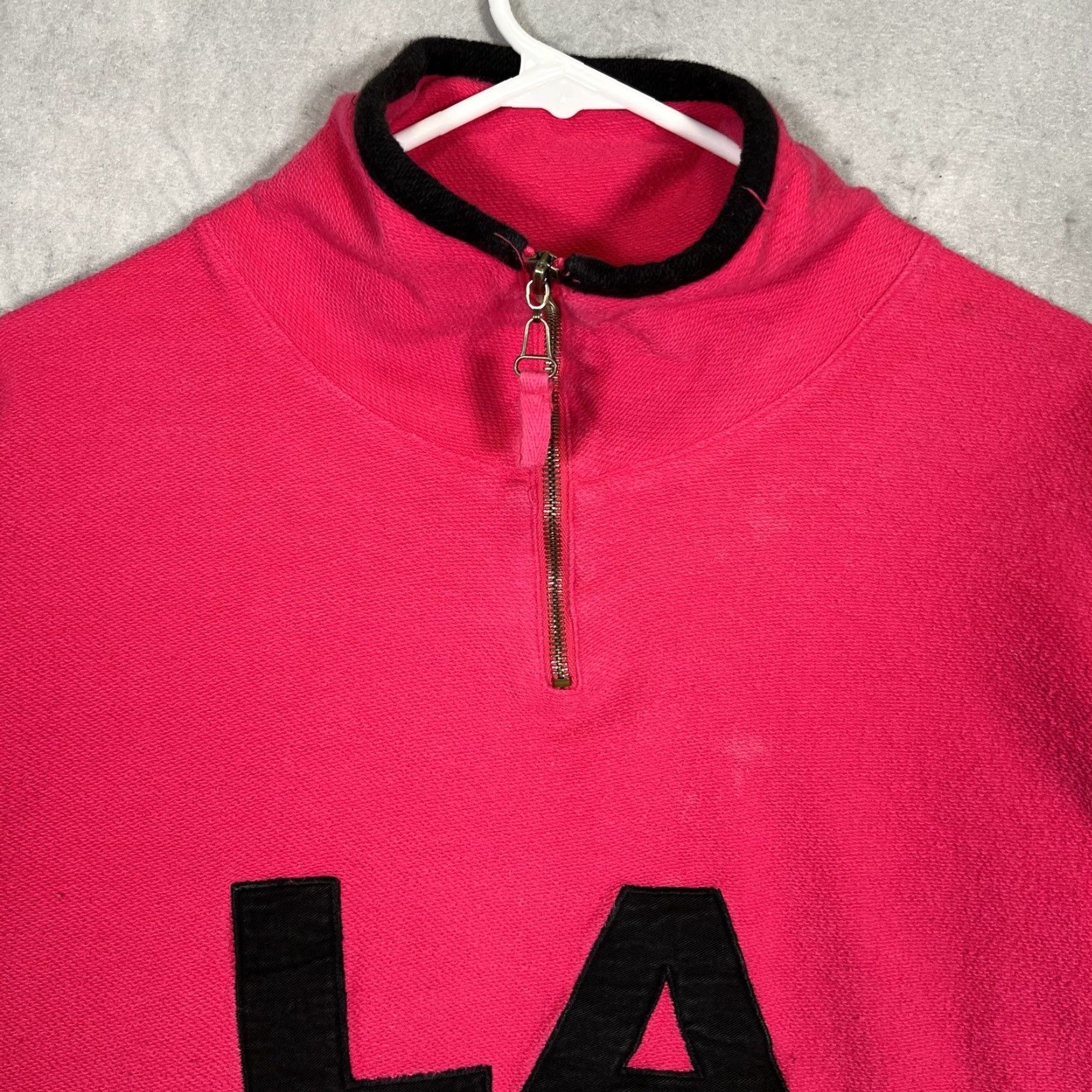 Vintage VINTAGE A1 90s LA Blues 1/4 Zip Sweatshirt Womens 22/24W Black Pink Activewear Shirt Size 4XL / US 24-26 - 7 Thumbnail