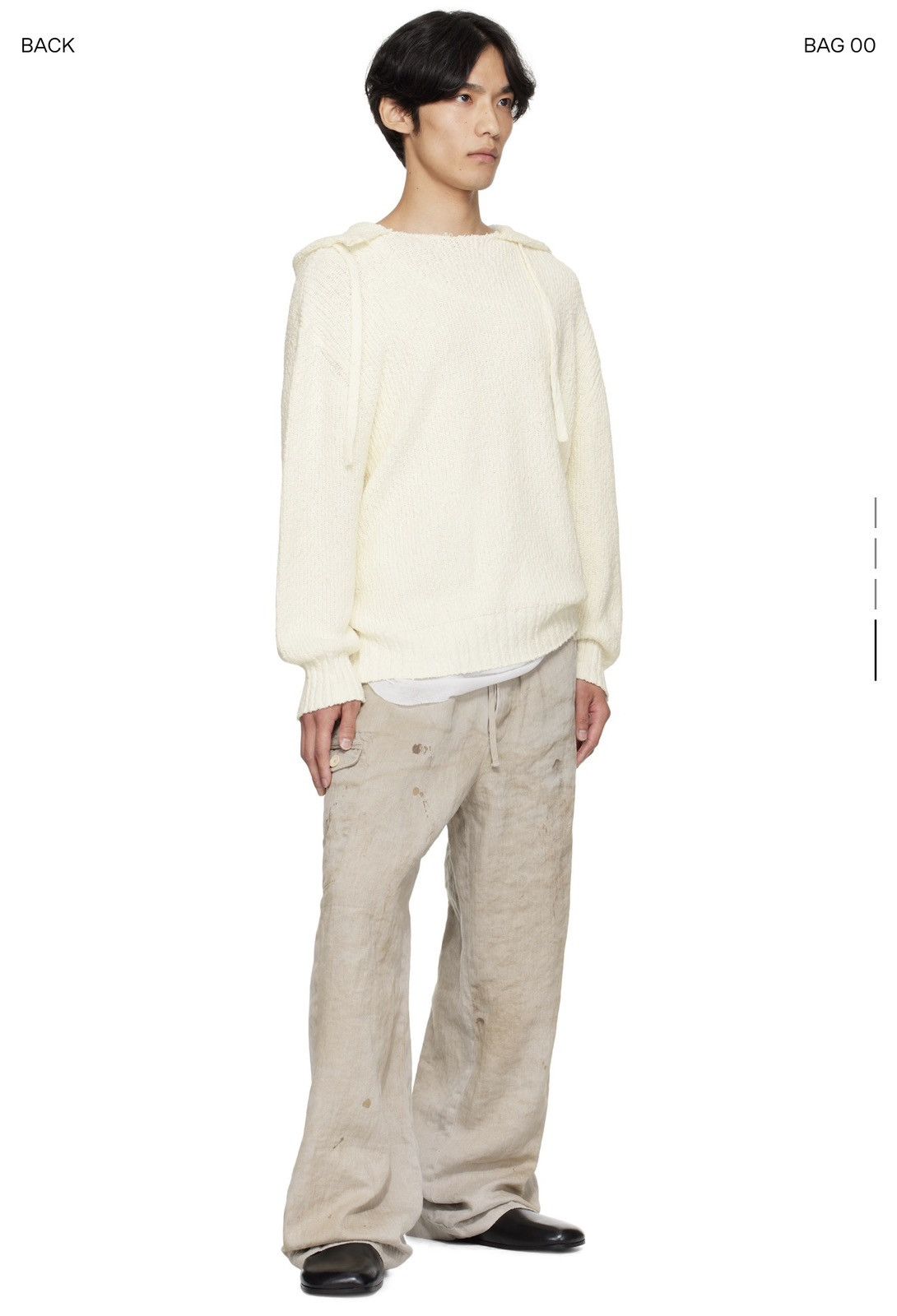 Stein Ssstein Beige Heavy Linen Herringbone Wide Easy Trouser Size US 30 / EU 46 - 5 Thumbnail