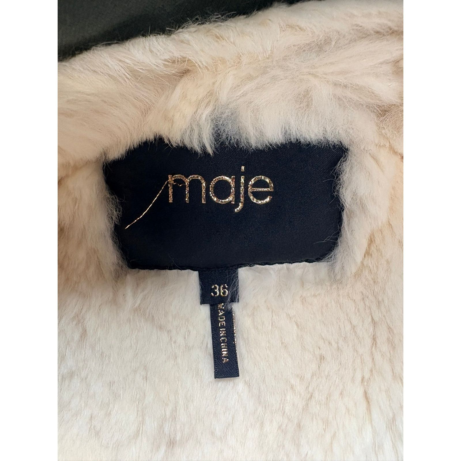 Maje Maje Khaki Parka Fox Fur Rabbit Lined Hood Jacket Womens Size S / US 4 / IT 40 - 4 Thumbnail