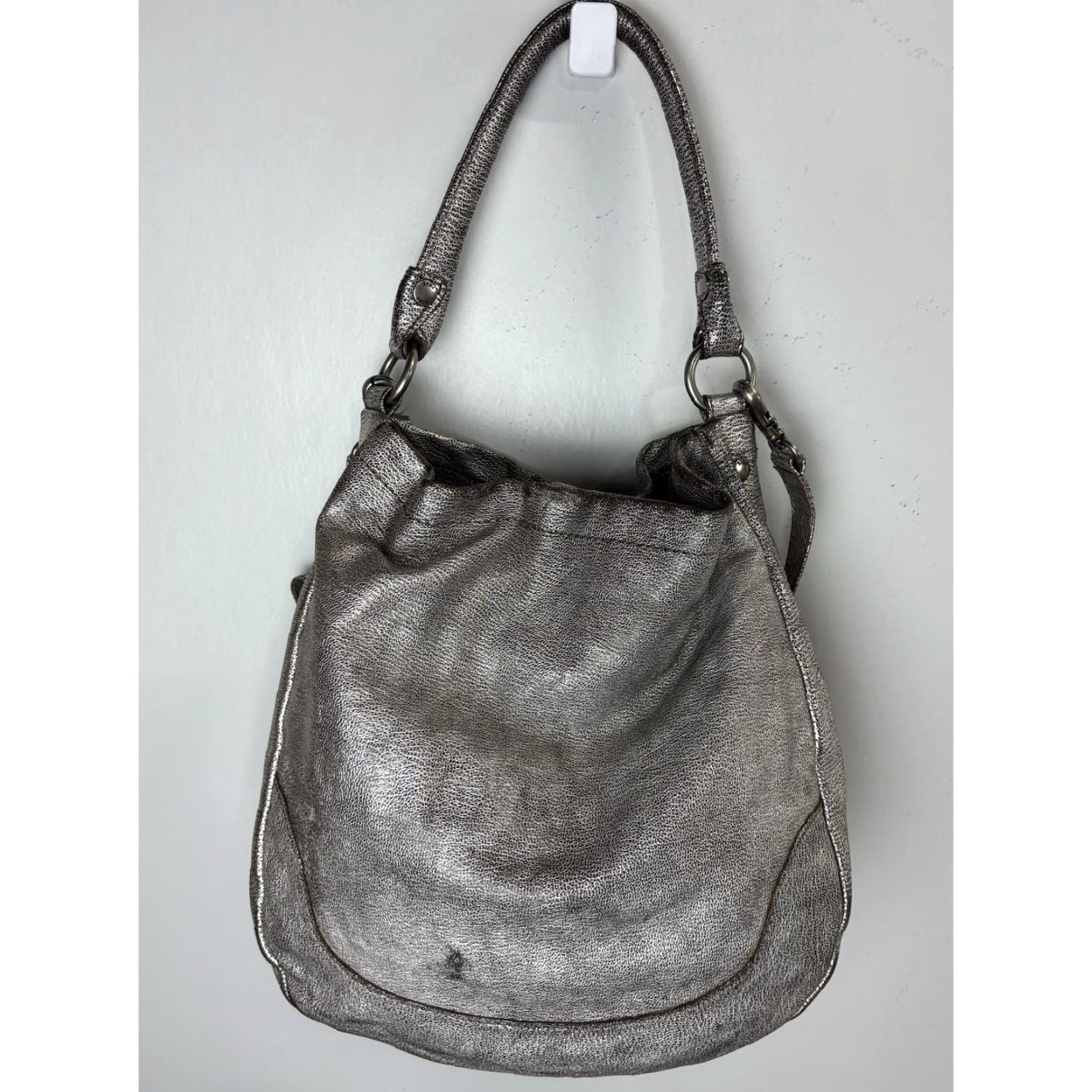 Frye Frye Melissa Hobo Bag Silver Leather Magnetic Top Handle Purse Women Medium Size M / US 6-8 / IT 42-44 - 3 Thumbnail