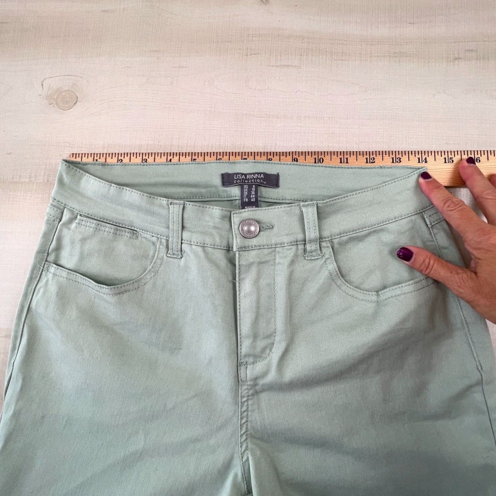 Vintage Lisa Rinna Womens Green Skinny Jeans 6 Mid Rise Stretch Denim Size 28" / US 6 / IT 42 - 6 Thumbnail