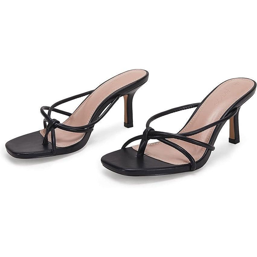 Other Laicigo Women's Size 8 Black Strappy Slide-On 3.5" Heels Size US 8 / IT 38 - 3 Thumbnail