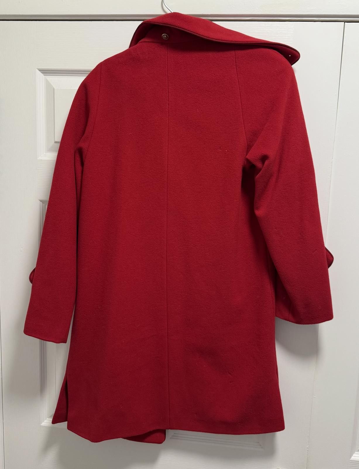 Designer Chic Dennis Basso Red Wool Blend Coat - Size XS Size L / US 10 / IT 46 - 3 Thumbnail