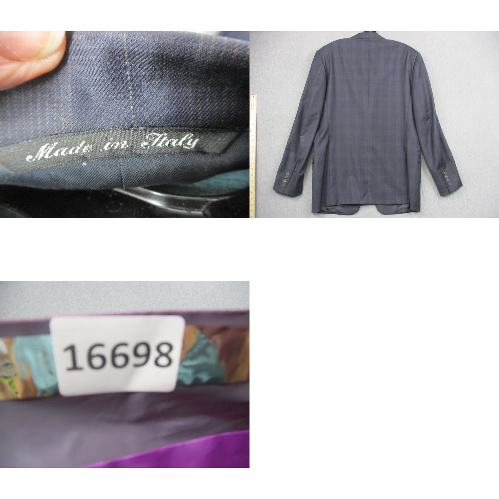 Canali Canali Mens Suit Jacket 42R Super 120s Wool Plaid Italy Bloomingdales Blazer Size 52R - 9 Thumbnail