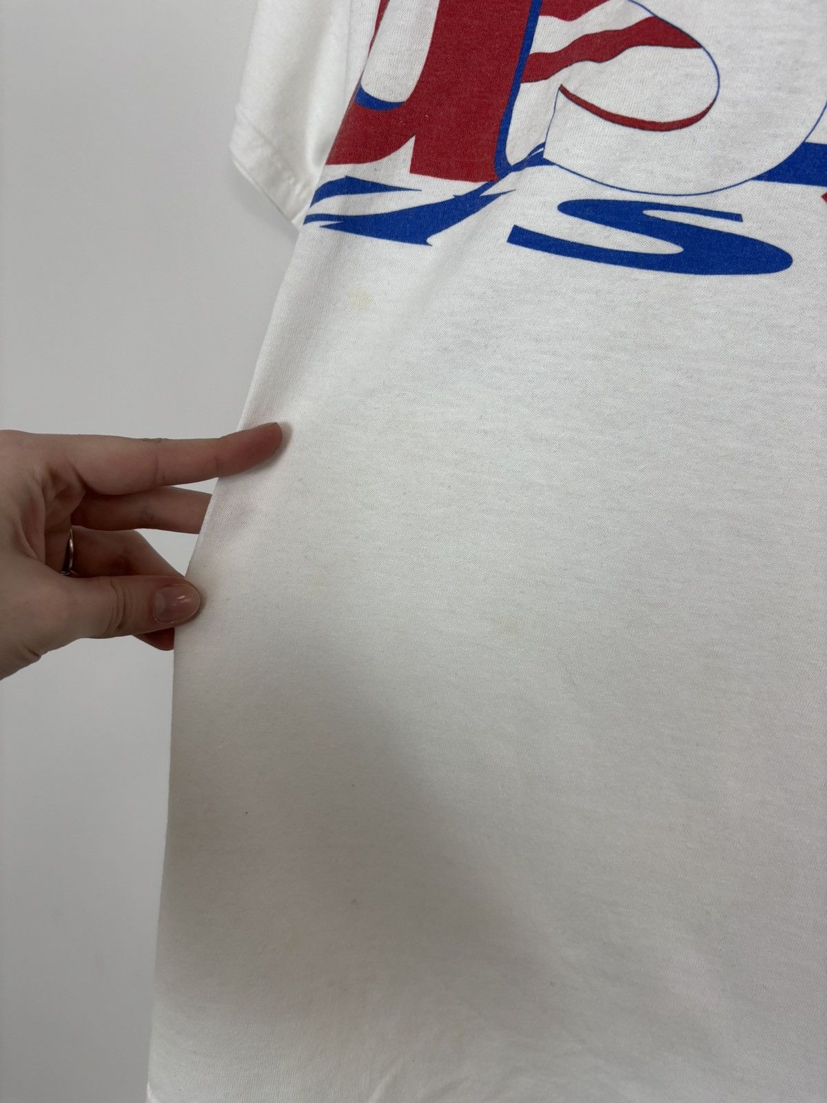 Fruit Of The Loom Vintage 1990s Big USA Flag Logo White T-Shirt Tee Size US M / EU 48-50 / 2 - 12 Thumbnail
