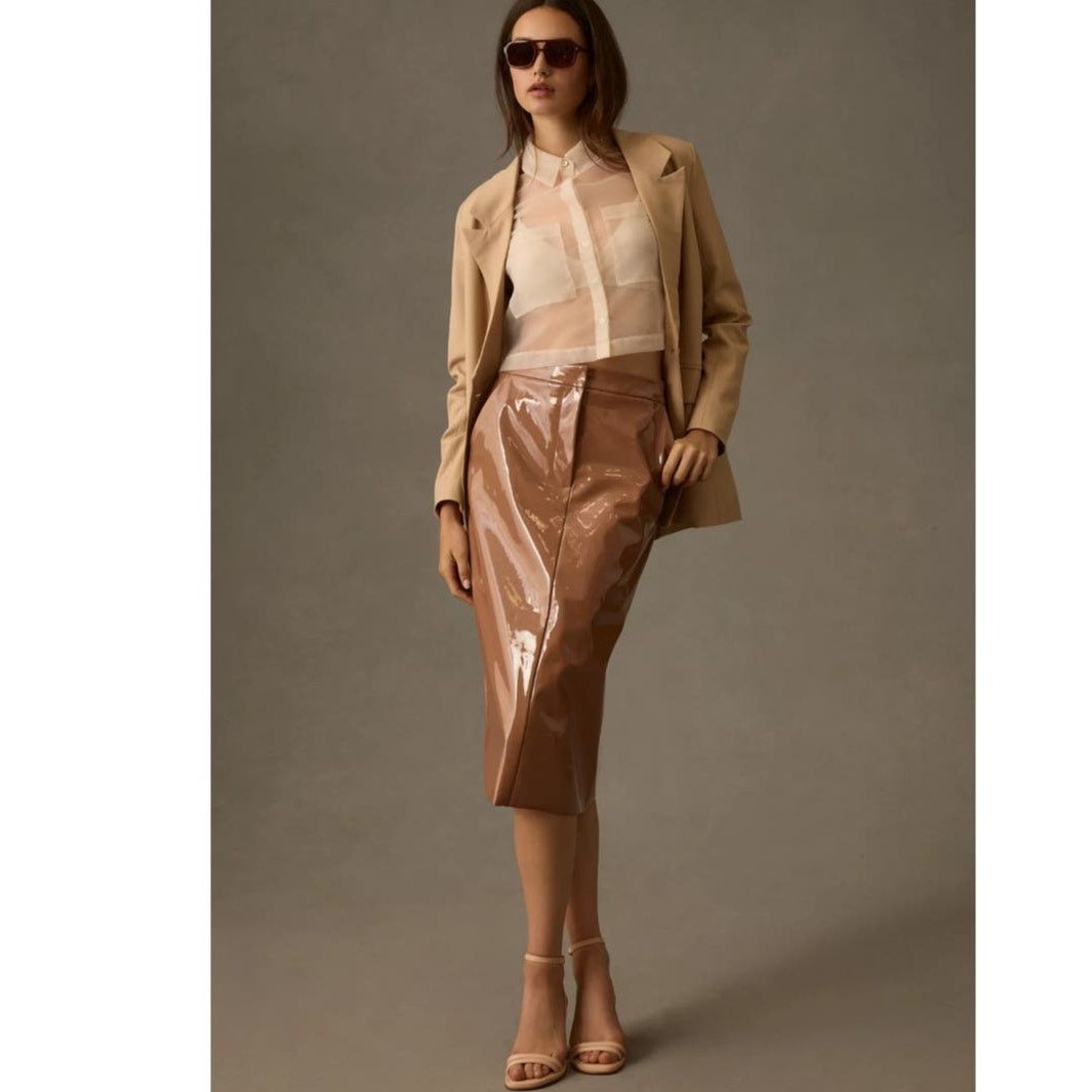 Anthropologie NWT Anthropologie Sunday in Brooklyn Faux Leather Skirt $130 Size 30" / US 8 / IT 44 - 1 Thumbnail