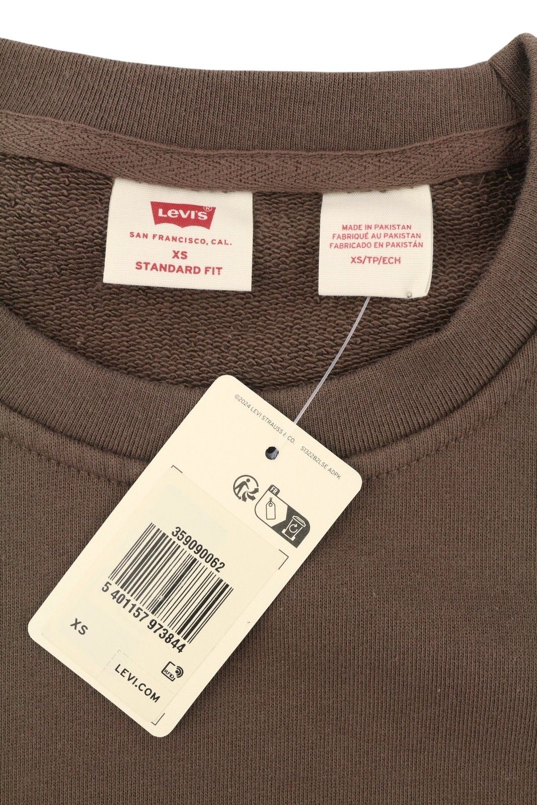 Levi's STANDARD FIT XS Brown Crew Neck Logo Cotton Pullover 87109 Size US XS / EU 42 / 0 - 7 Thumbnail