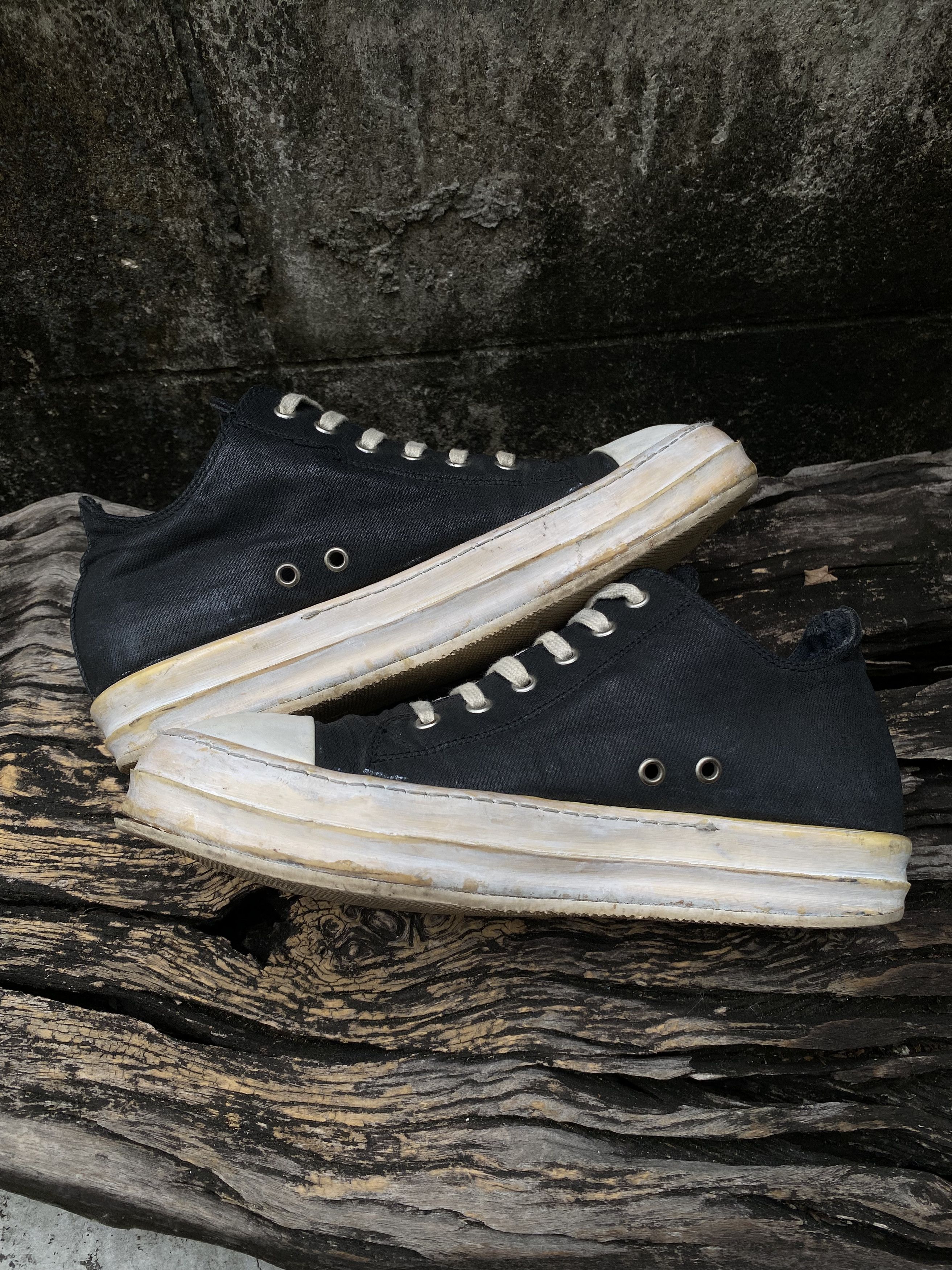 Rick Owens Drkshdw Rick Owens DRKSHDW Ramones Low Black Waxed Canvas Toe EU41.5 Size US 8.5 / EU 41-42 - 5 Thumbnail