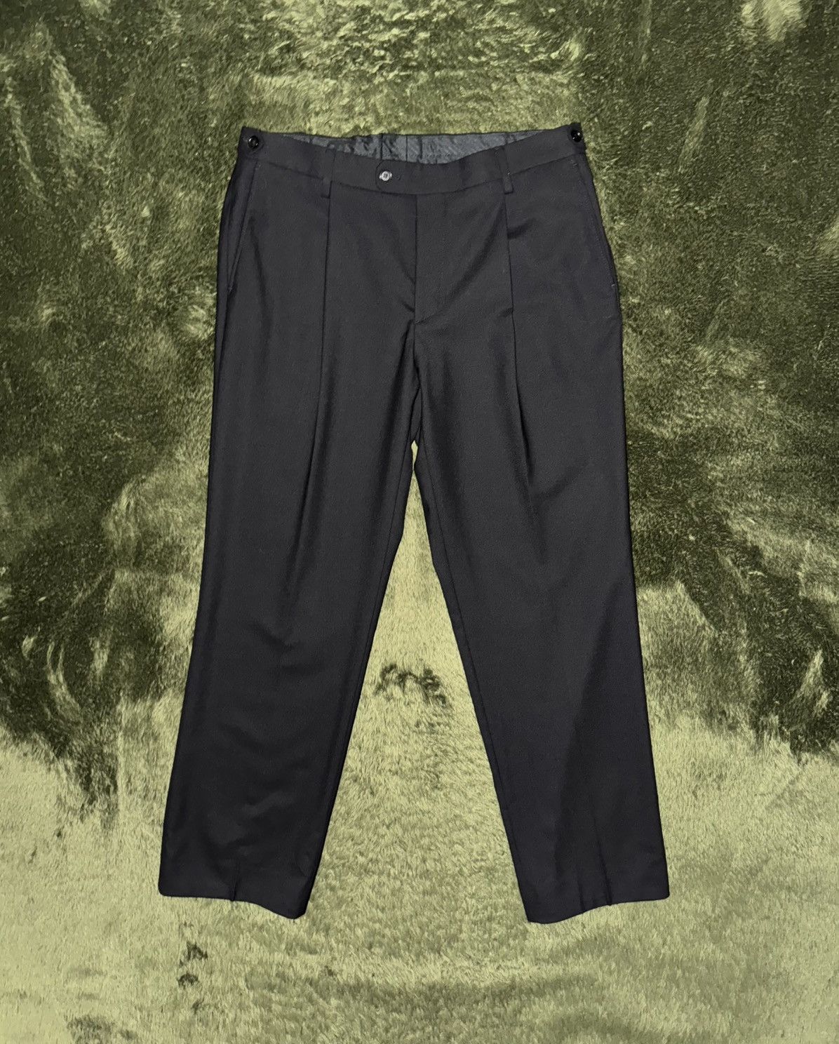 Sunflower [54] SUNFLOWER Pintuck Loose-Fit Trousers slacks black Size 54R - 1 Thumbnail