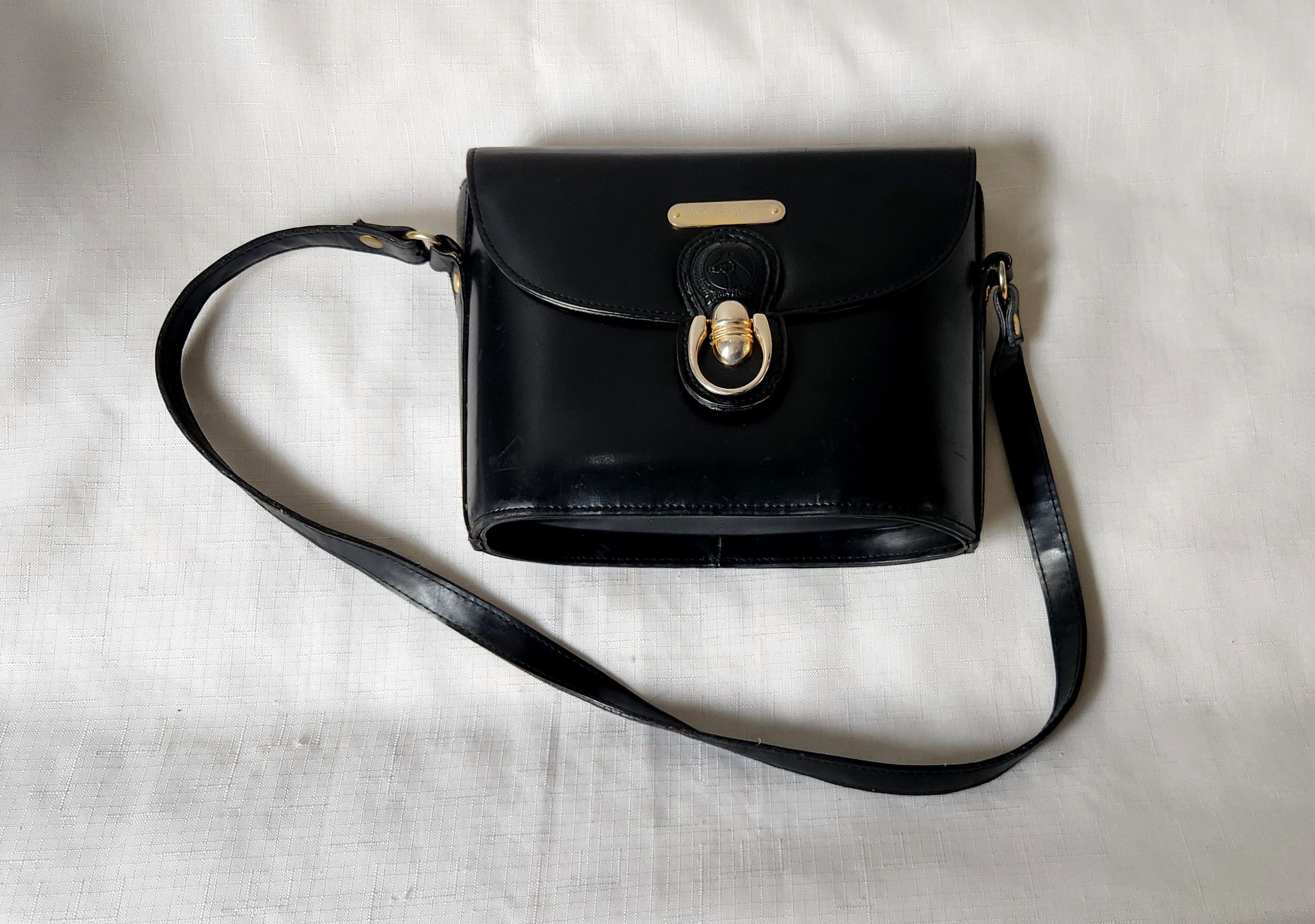 Vtg Polo Ralph Lauren Black gold hardware Equestrian bag