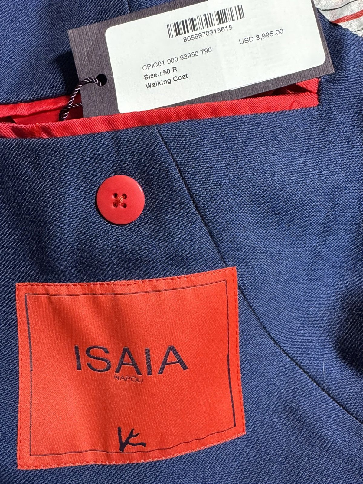 Isaia Napolii Isaia Napoli Men’s Blue Corduroy Overcoat Size US M / EU 48-50 / 2 - 17 Thumbnail