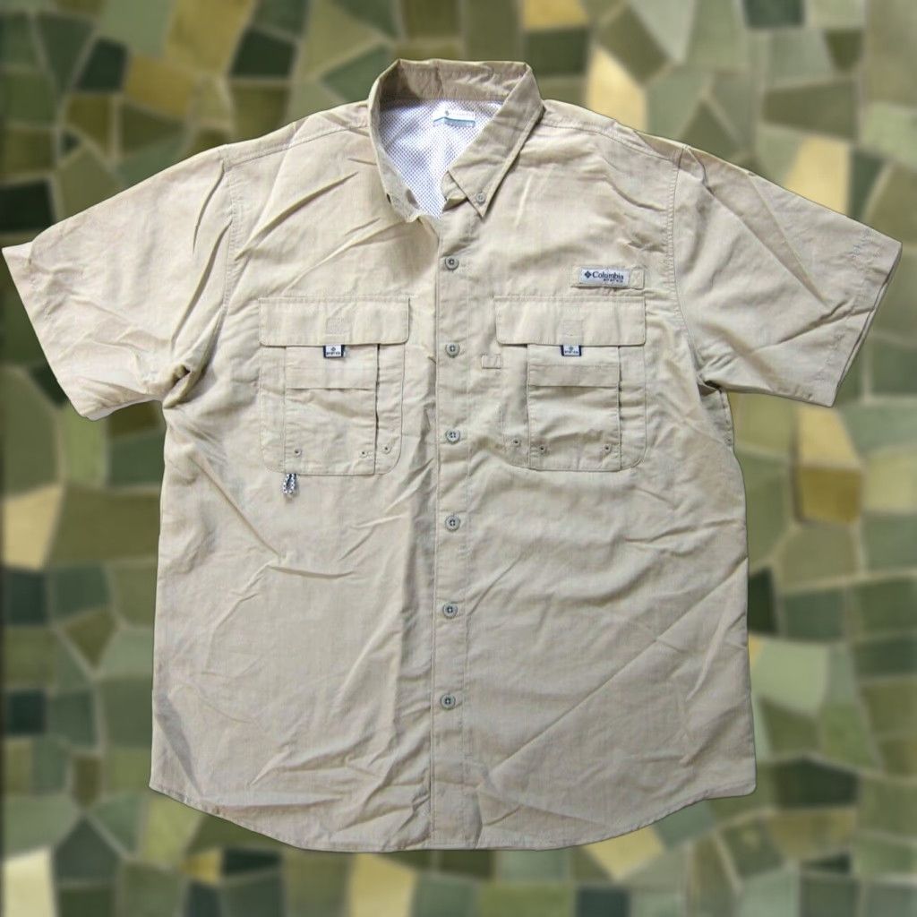 Vintage Columbia Lightweight Nylon Beige Pocket Vented Button Down Short Sleeve Shirt Men L Size US L / EU 52-54 / 3 - 1 Thumbnail
