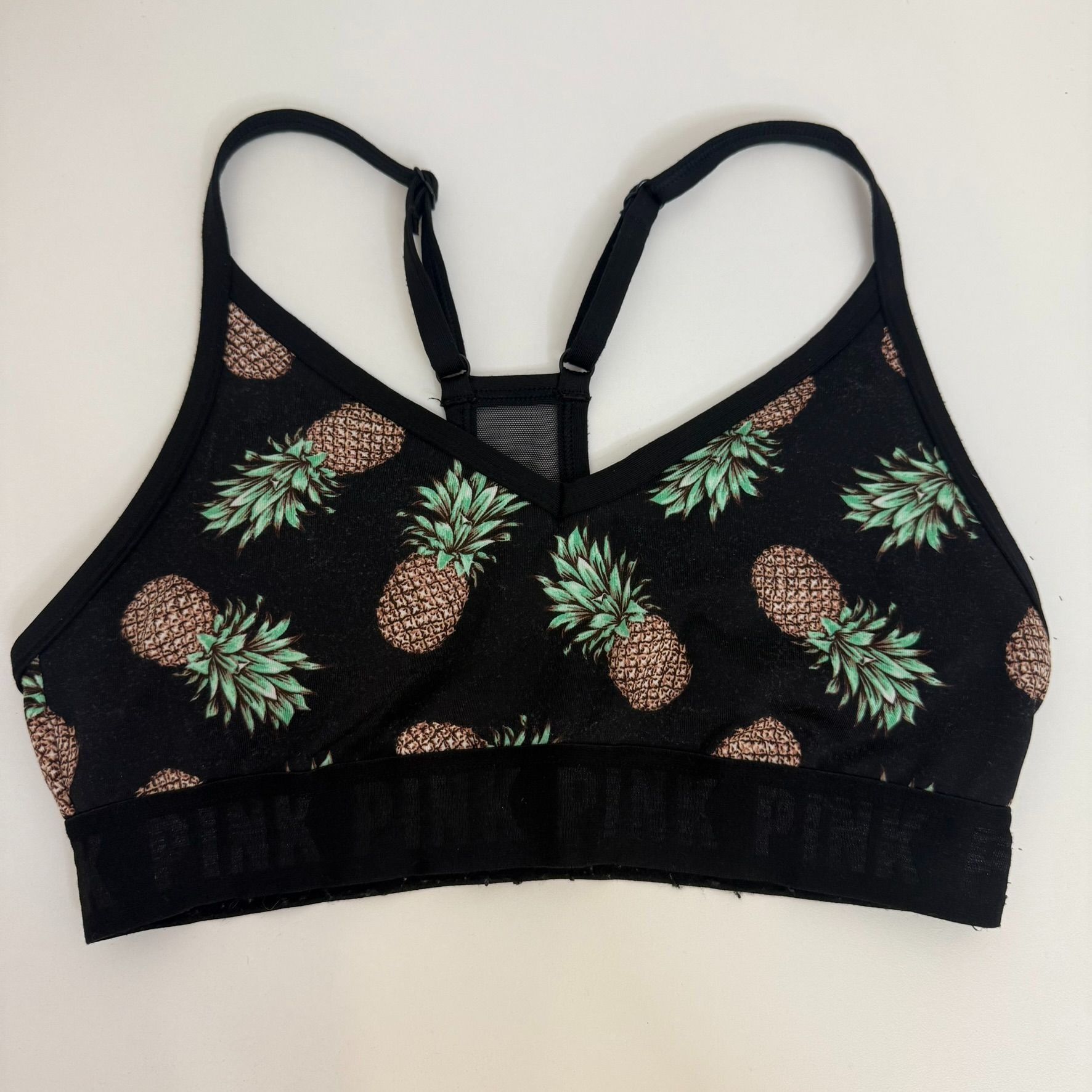 Pink PINK Victorias Secret Pineapple Sports Bra Small Black Light Size ONE SIZE - 1 Thumbnail