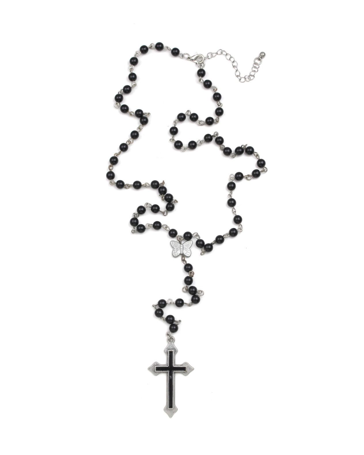 Vintage 2000S JAPANESE MADE GOTHIC ROSARY CROSS BEADED NECKLACE Size ONE SIZE - 1 Thumbnail