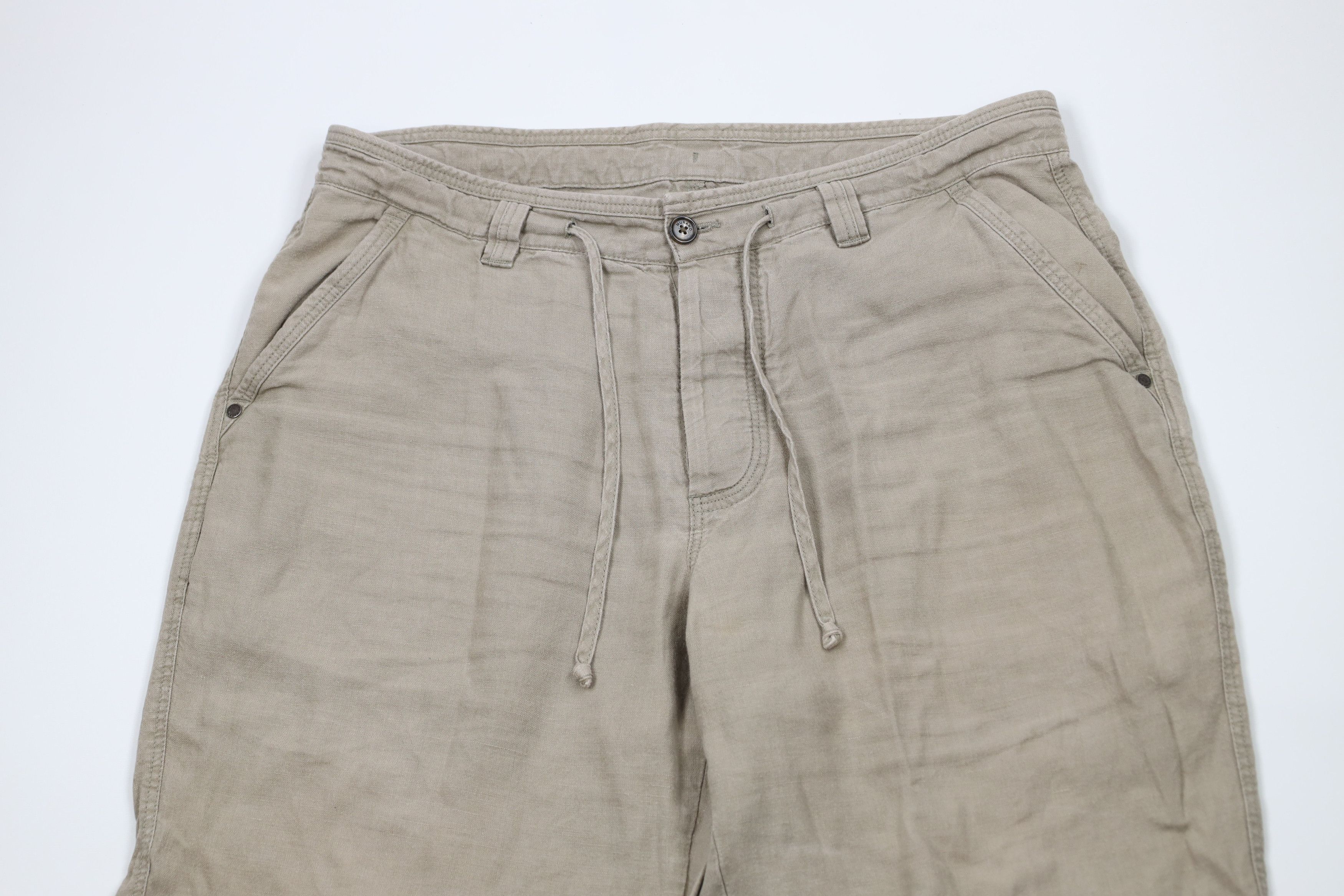 Vintage Vintage 90s Streetwear Linen Wide Leg Chino Pants Beige Size US 36 / EU 52 - 2 Thumbnail