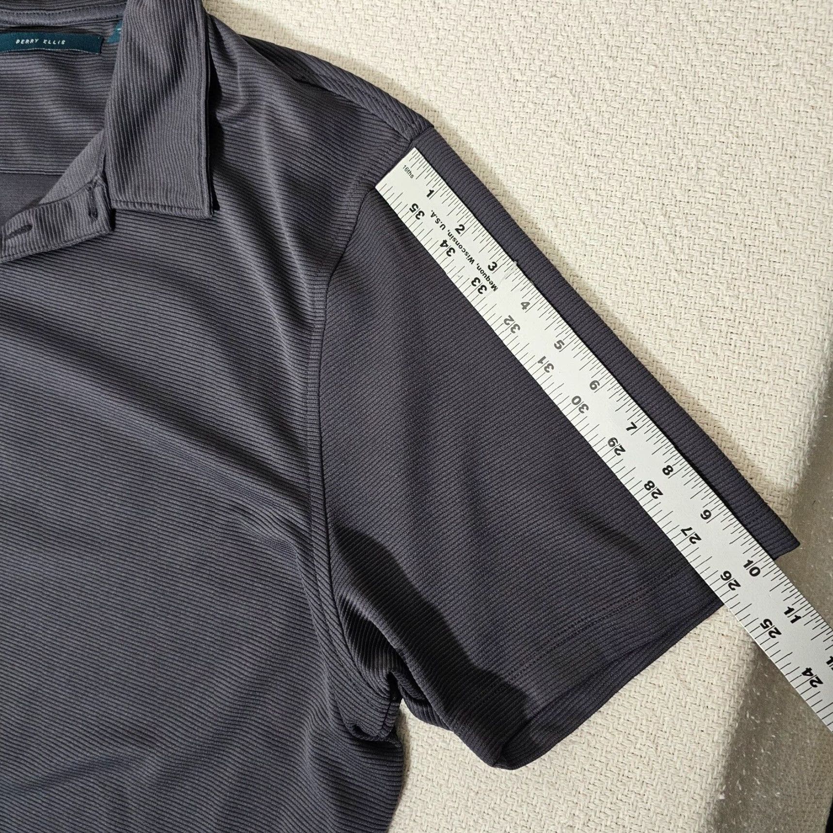 Perry Ellis Perry Ellis Polo Shirt Men 2XL Gray Embossed Stripe Stretch Golf Polo Shirt Short Sleeve Regular Modern Athletic Size US XXL / EU 58 / 5 - 6 Thumbnail