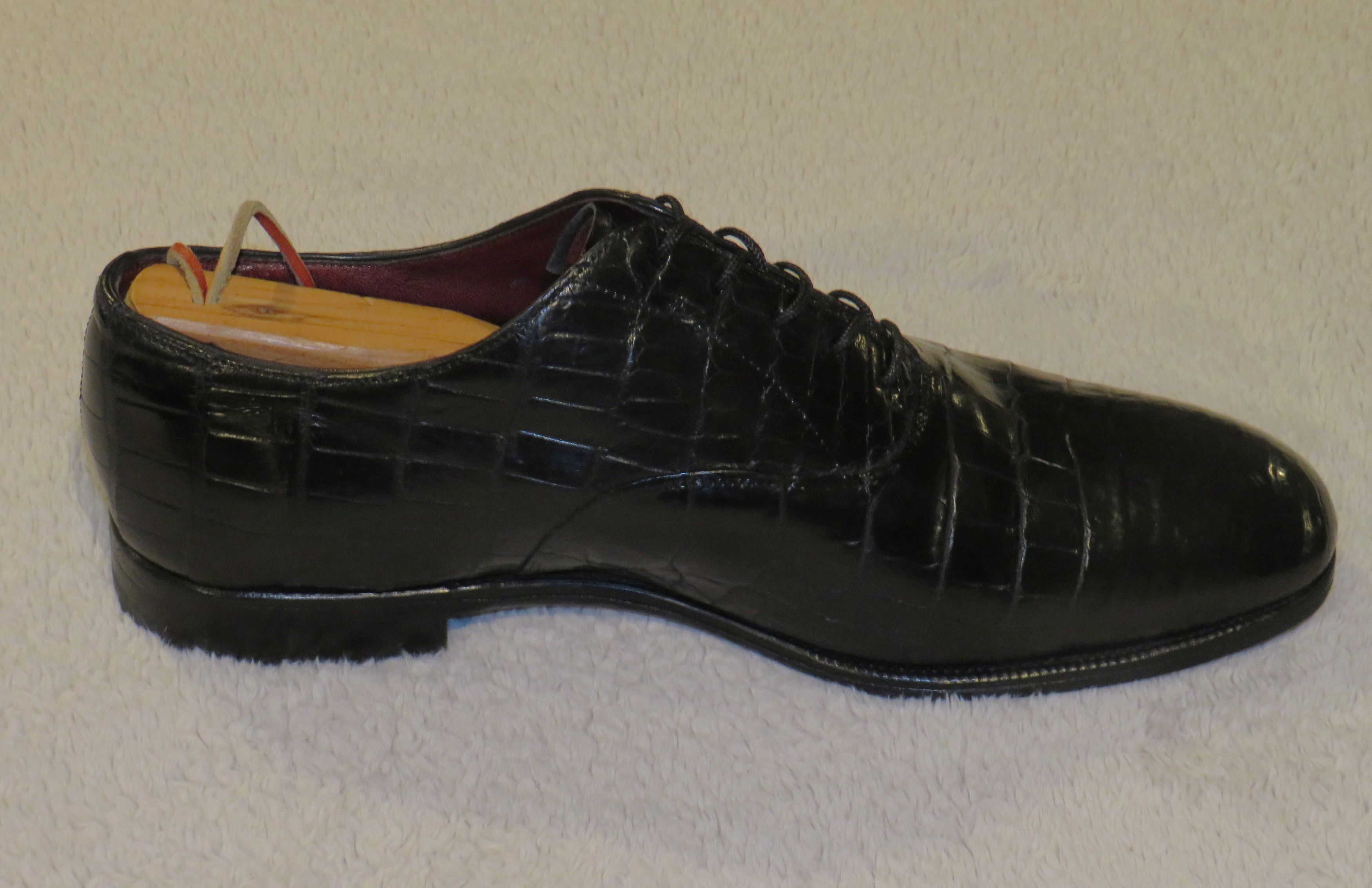 Edward Green × Ralph Lauren Purple Label Black Crocodile Leather Derby 9.5/10 Size US 10 / EU 43 - 5 Thumbnail