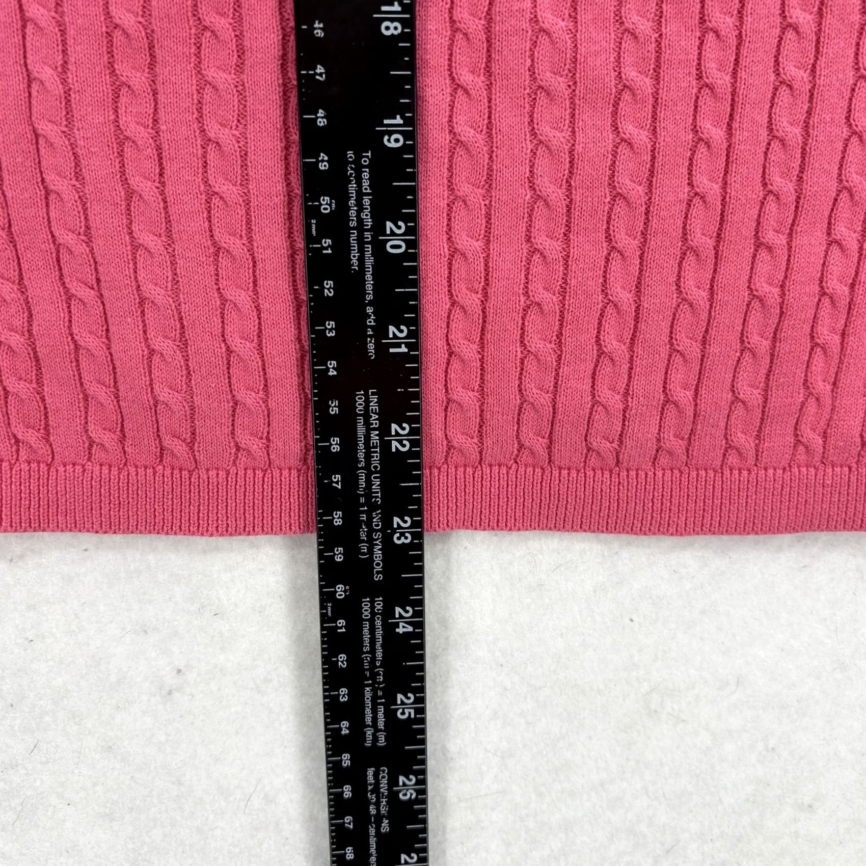 Tommy Hilfiger Tommy Hilfiger Sweater Womens Small Pink 100% Cotton V Neck Cable Knit Pullover Size S / US 4 / IT 40 - 7 Thumbnail