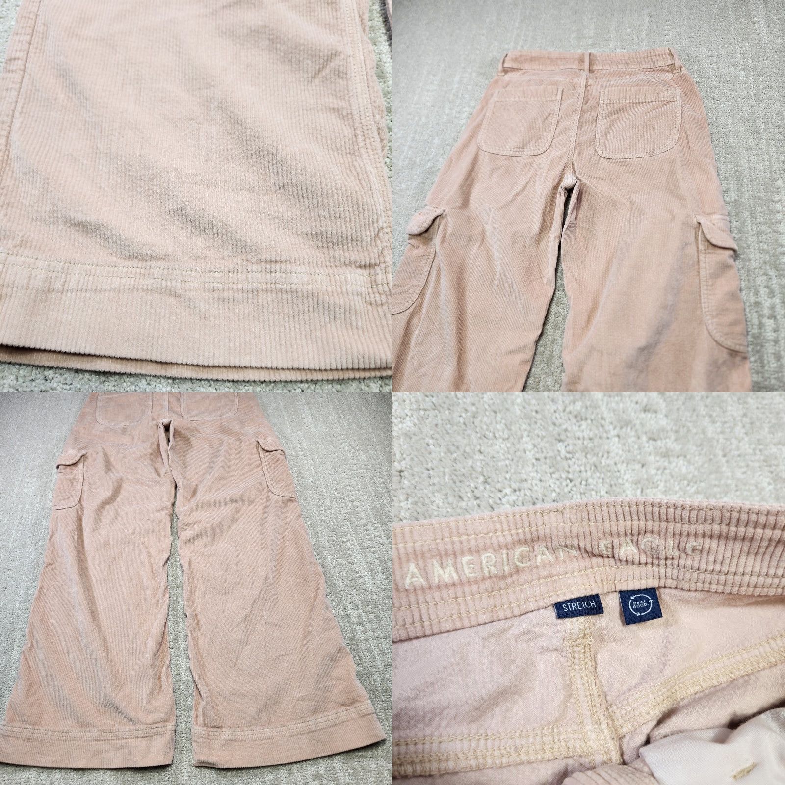 American Eagle Outfitters VINTAGE American Eagle Cargo Pants Women 4 Baggy Wide-Leg Corduroy Y2K Beige 29x31 Womens Size 27" / US 4 / IT 40 - 8 Thumbnail