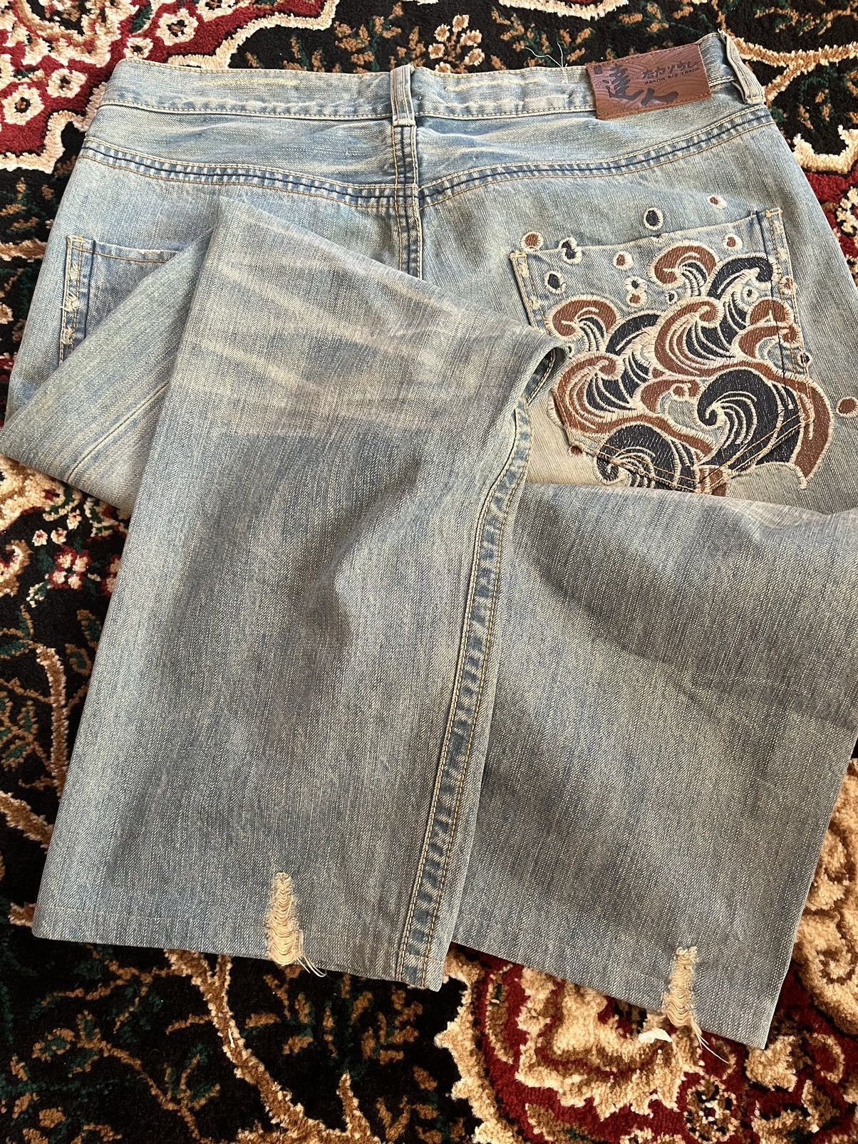 If Six Was Nine Vintage Osaka Bigtrain Embroidered Wave Jeans Size US 36 / EU 52 - 5 Thumbnail