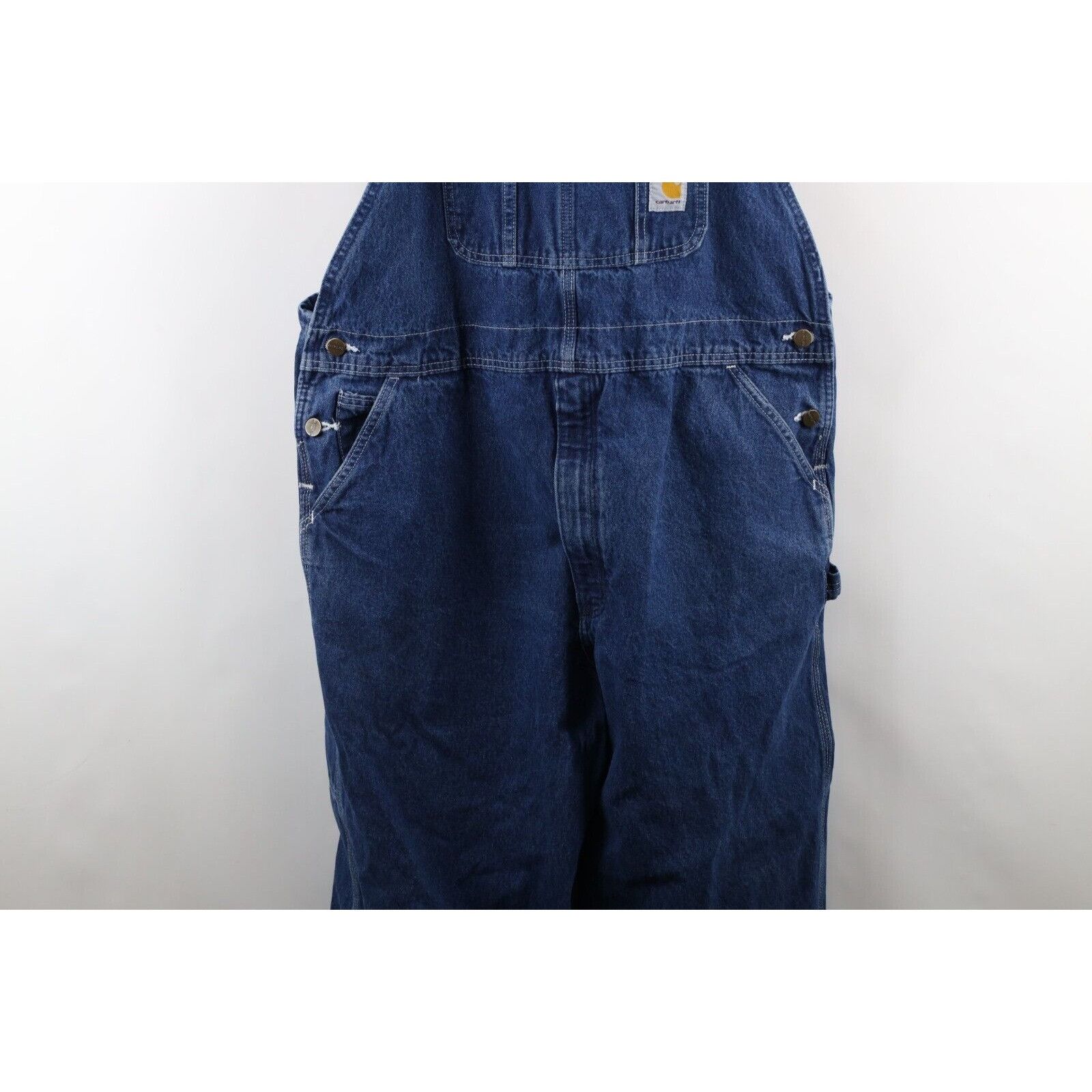 Carhartt × Vintage Vintage 90s Carhartt Distressed Spell Out Denim Overalls Size US 42 / EU 58 - 3 Thumbnail