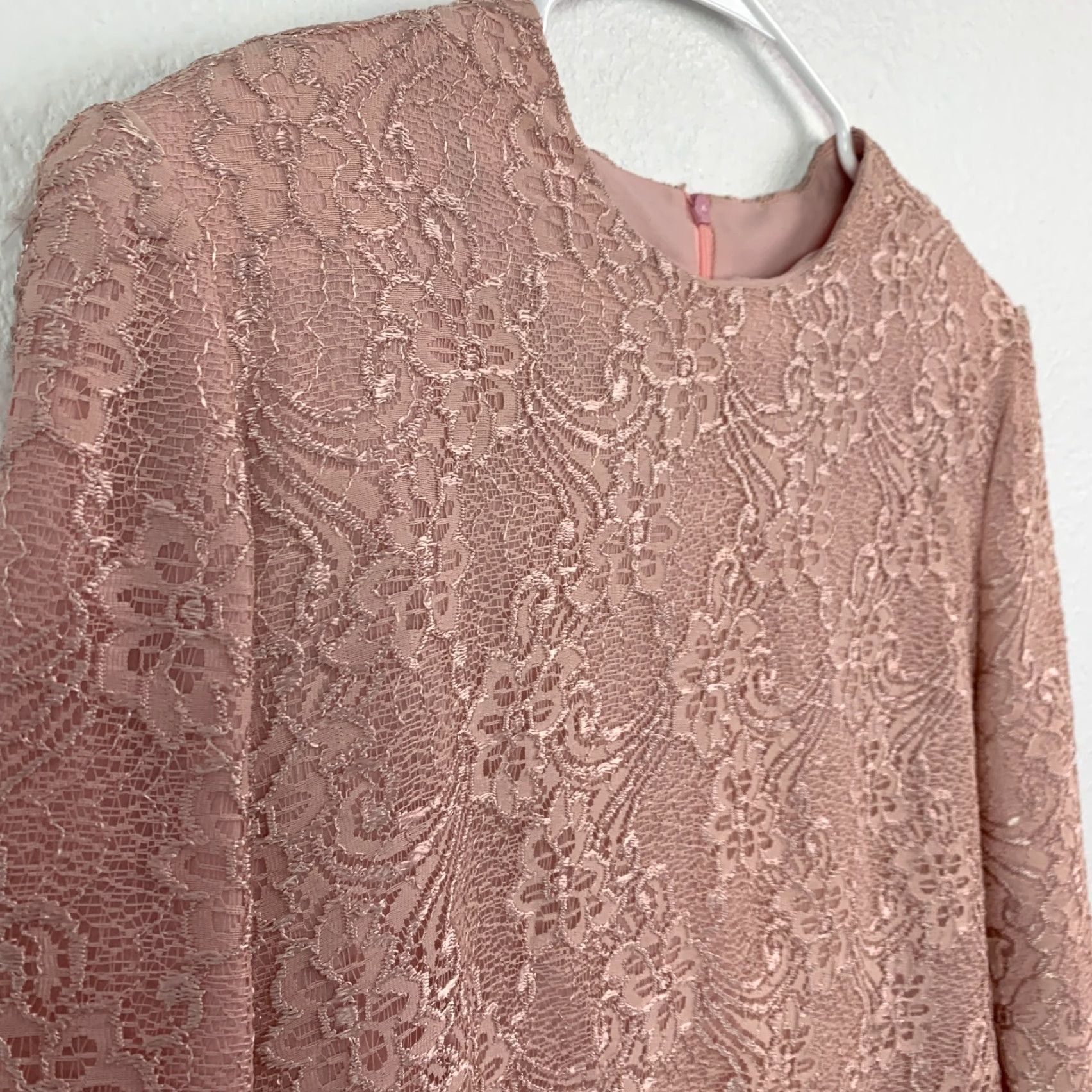 Pinko VINTAGE Caron Chicago Dusty Pink Lace Shirt Skirt Outfit 12 Women 1990s Secretary/Geek Casual Size XL / US 12-14 / IT 48-50 - 4 Thumbnail